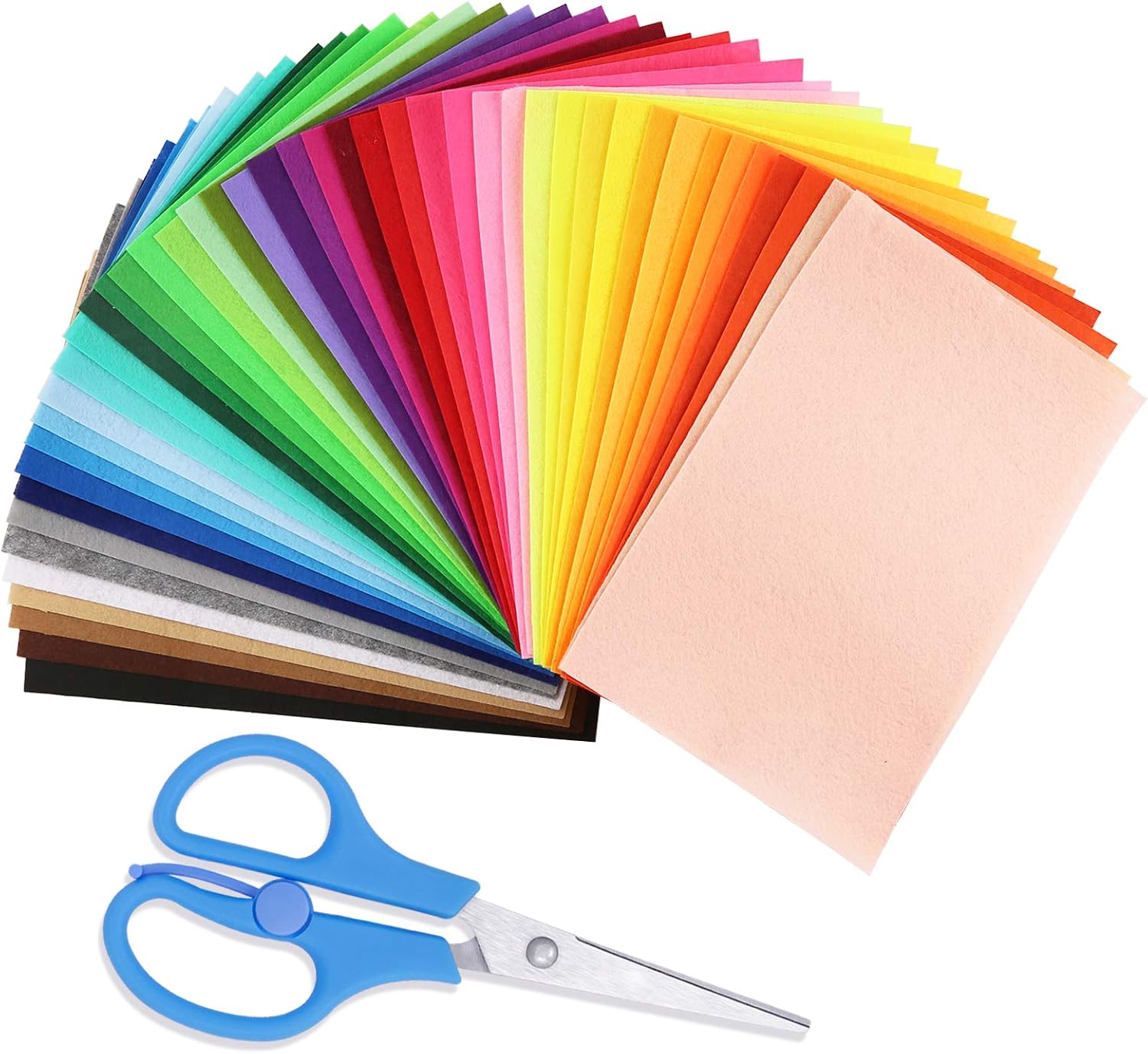 45Pcs Felt Fabric Sheet Assorted Color Felt Fabric Sheets (7.8in x 11.8in) Assorted Colors Felt Pack with Scissors for DIY Crafts, Sewing, School Projects, Decoration, Crafting Projects