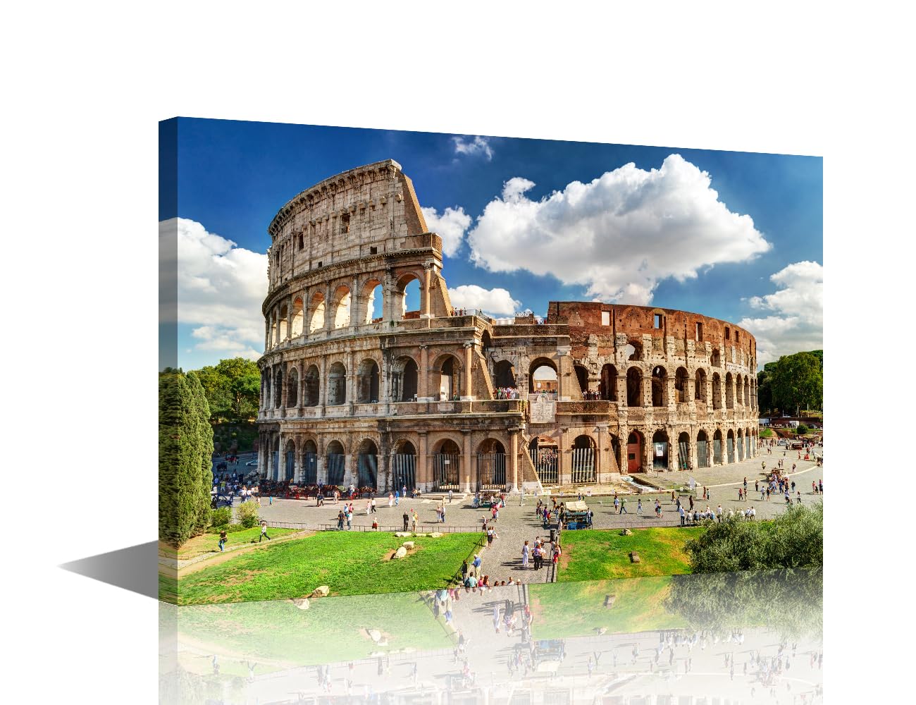 1 Panel Wall Art for Living Room, Famous Ancient Roman Monument Picture Prints on Canvas for Home Office Wall Decorations, Giclee Artwork Wooden Framed Ready to Hang, 18" Wx12 H