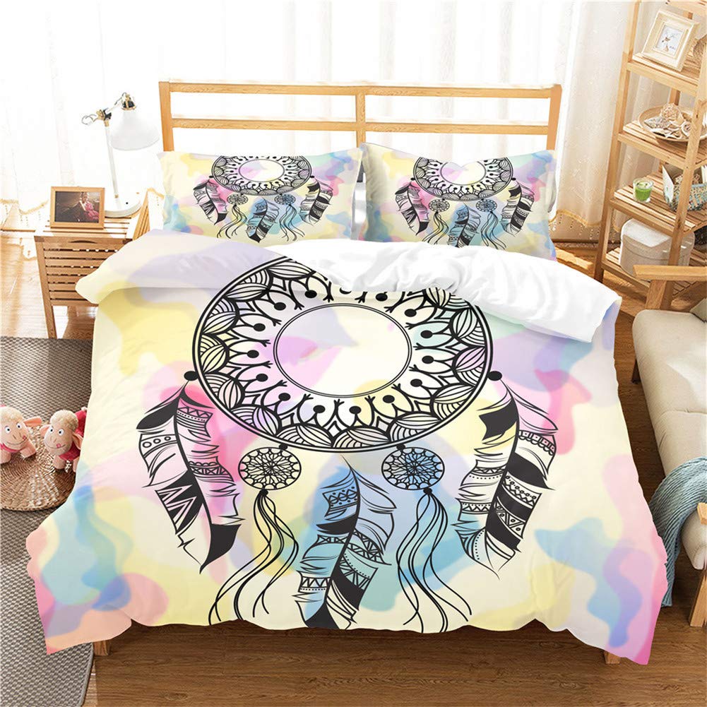 Housse de couette 220x260 microfibre imprimée 3 pièces Chickw1 avec taies lit 2 personnes noir