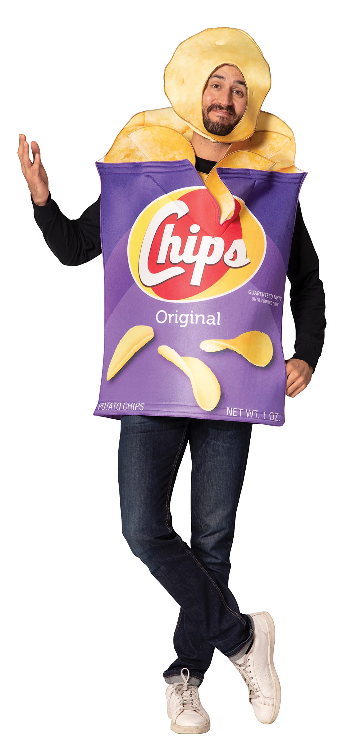 Rasta Imposta Potato Chips Bag Costume Snack Crispy Chip Dress Up Cosplay Party Costumes, Adult One Size