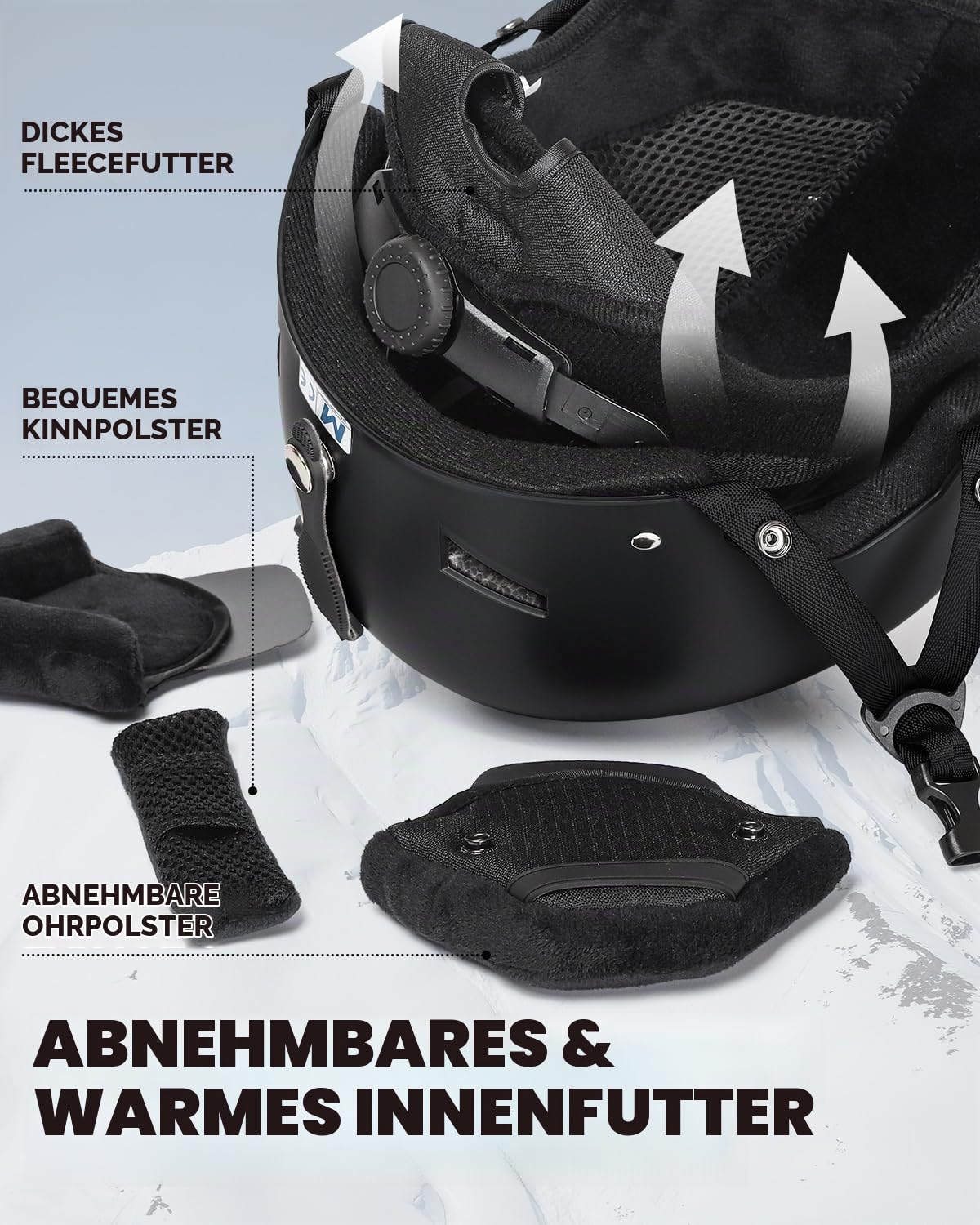 Victgoal Skihelm Herren Damen mit Warme Flusen-Ohrpolster, Gute Belüftung Sicherheits Snowboard Helm Männer für Erwachsene zum Skifahren Wintersportarten Einstellbare M/L Skihelme
