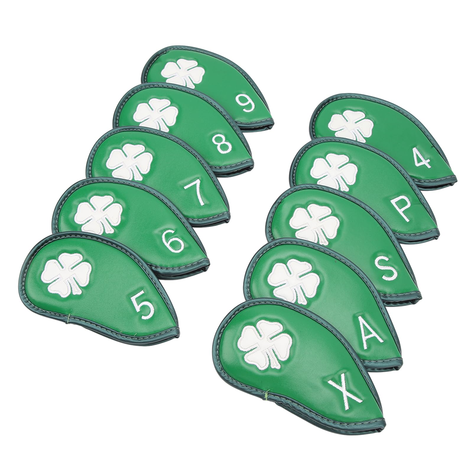 Coperture per Mazze da Golf, 10 Pezzi Coperture per Ferri da Golf Modello Quadrifoglio PU Set di Coperture per Ferri da Golf Delicate Impermeabili per la Maggior Parte delle