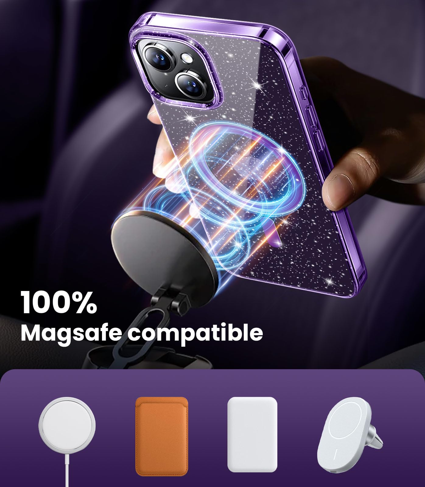 Jetech Cover Glitter per Iphone 15 Pro 6,1 Pollici