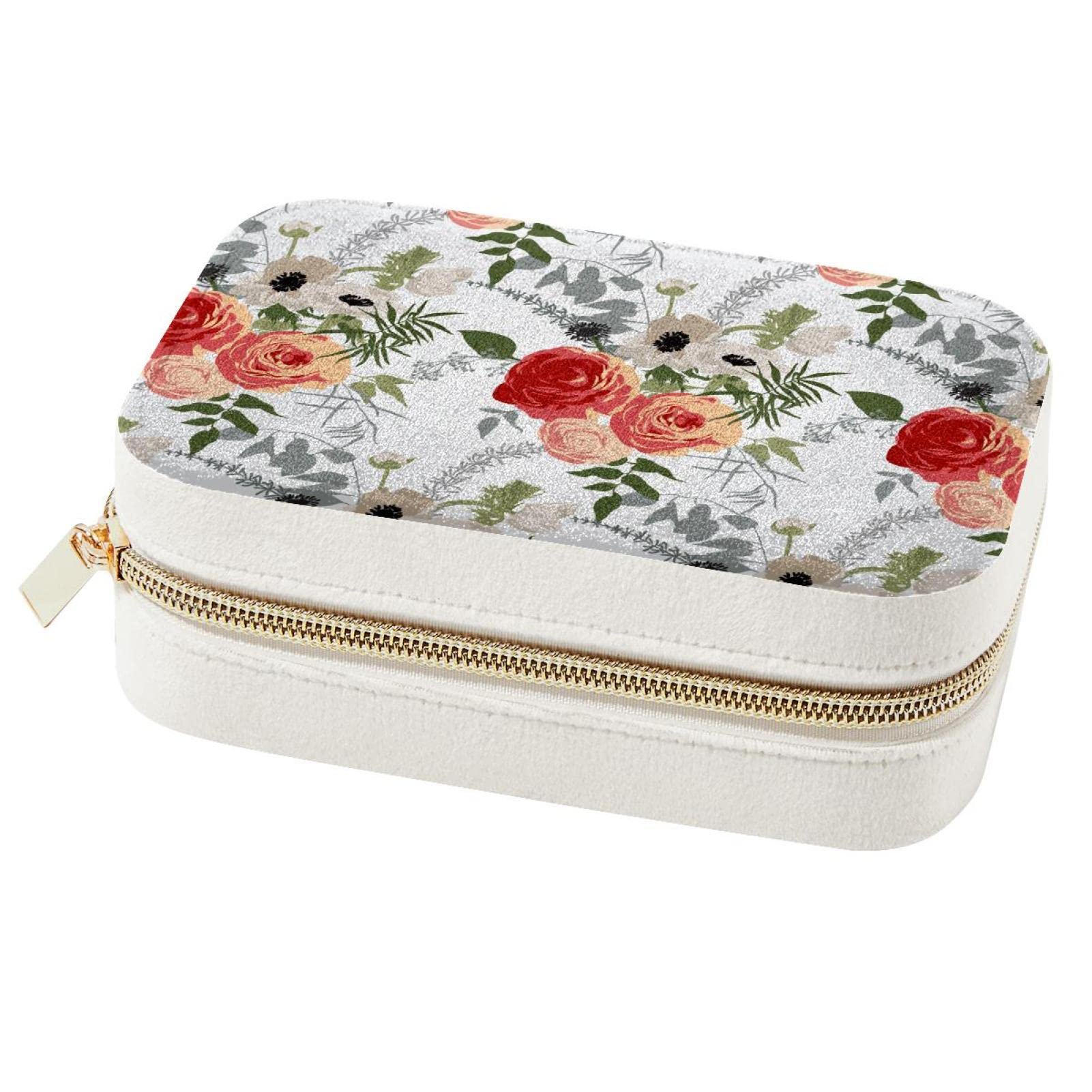 Boîte à bijoux anti-noeud portable motif floral aquarelle