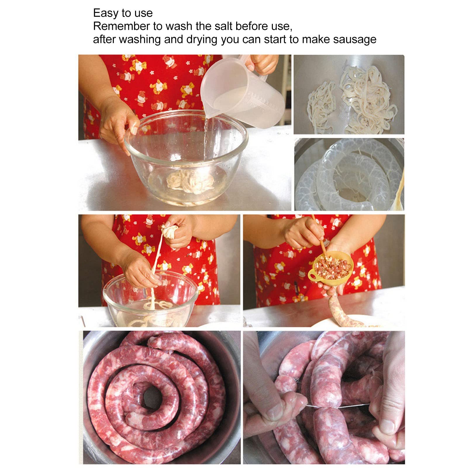 Natürliche Schweinswursthüllen, 42–44 mm, essbare gesalzene Hüllen für die Herstellung von Bratwurst, Bockwurst, italienischen Würstchen und mehr