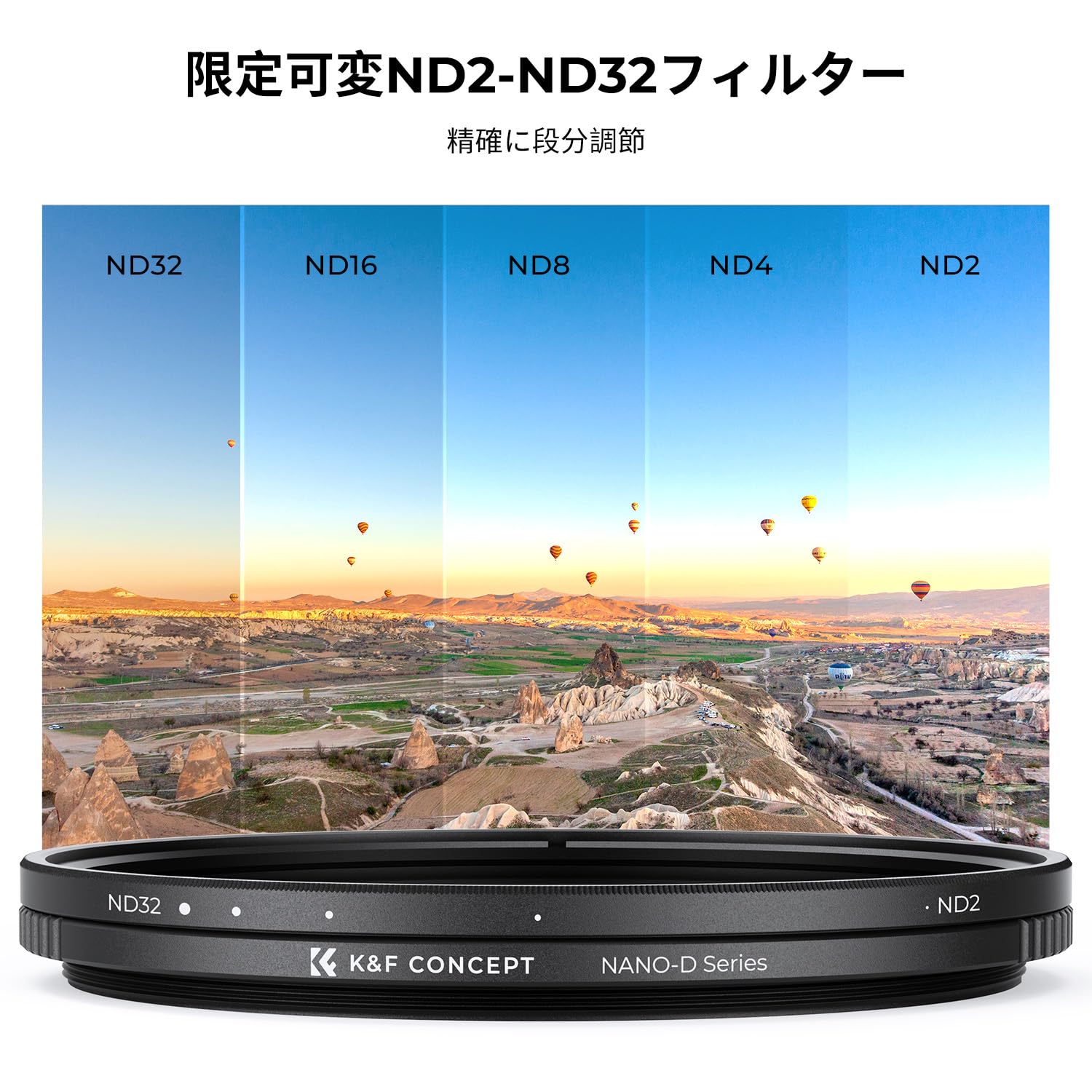 Amazon | K&F CONCEPT 77mm 可変NDフィルター ND2-ND32 減光量調整 X状