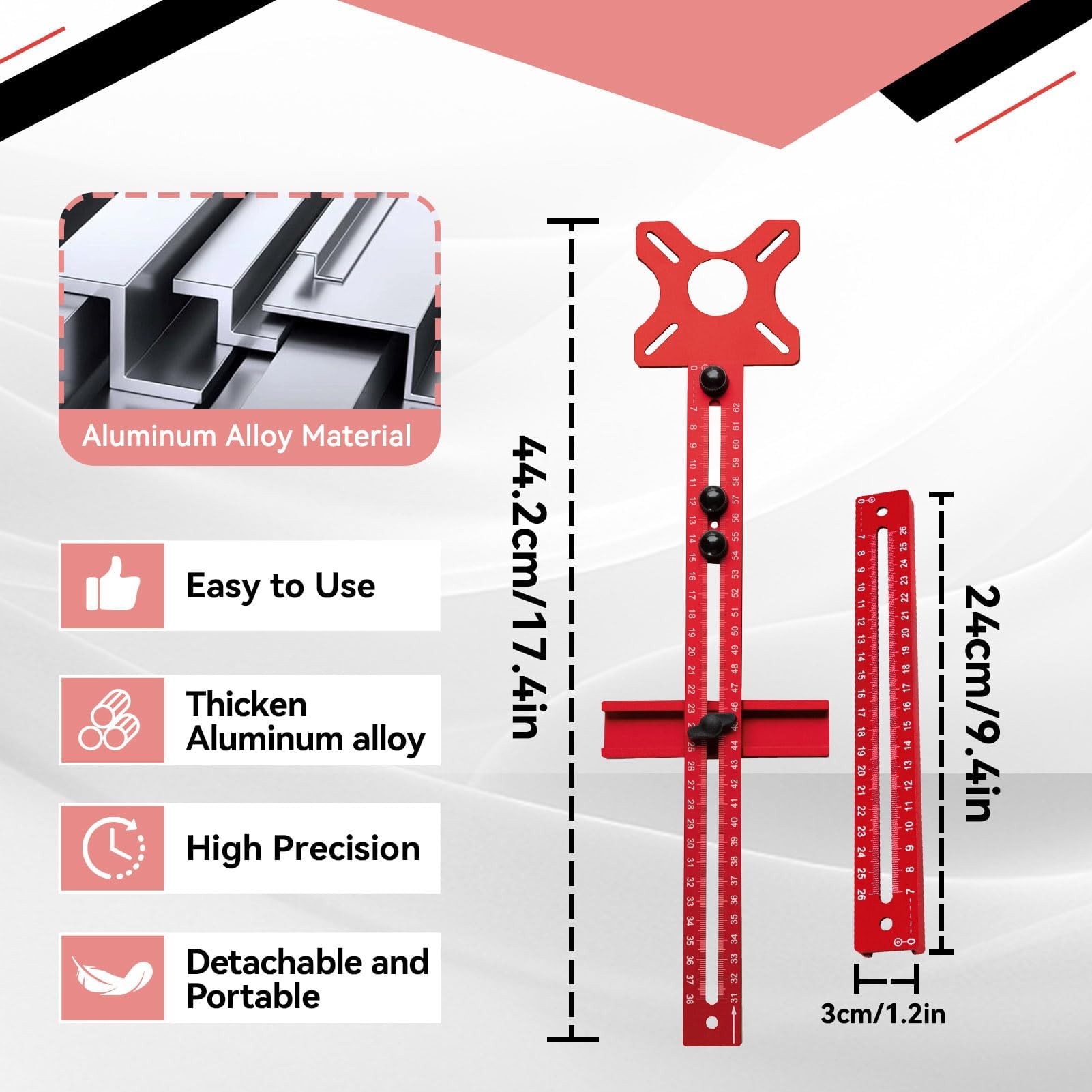 Supporto per scanalature di fresatura, 4 in 1 Supporto per scanalature di fresatura Metrico per fresatrice Kit di fresatura circolare per utensile da fresatrice (supporto per scanalature di fresatura