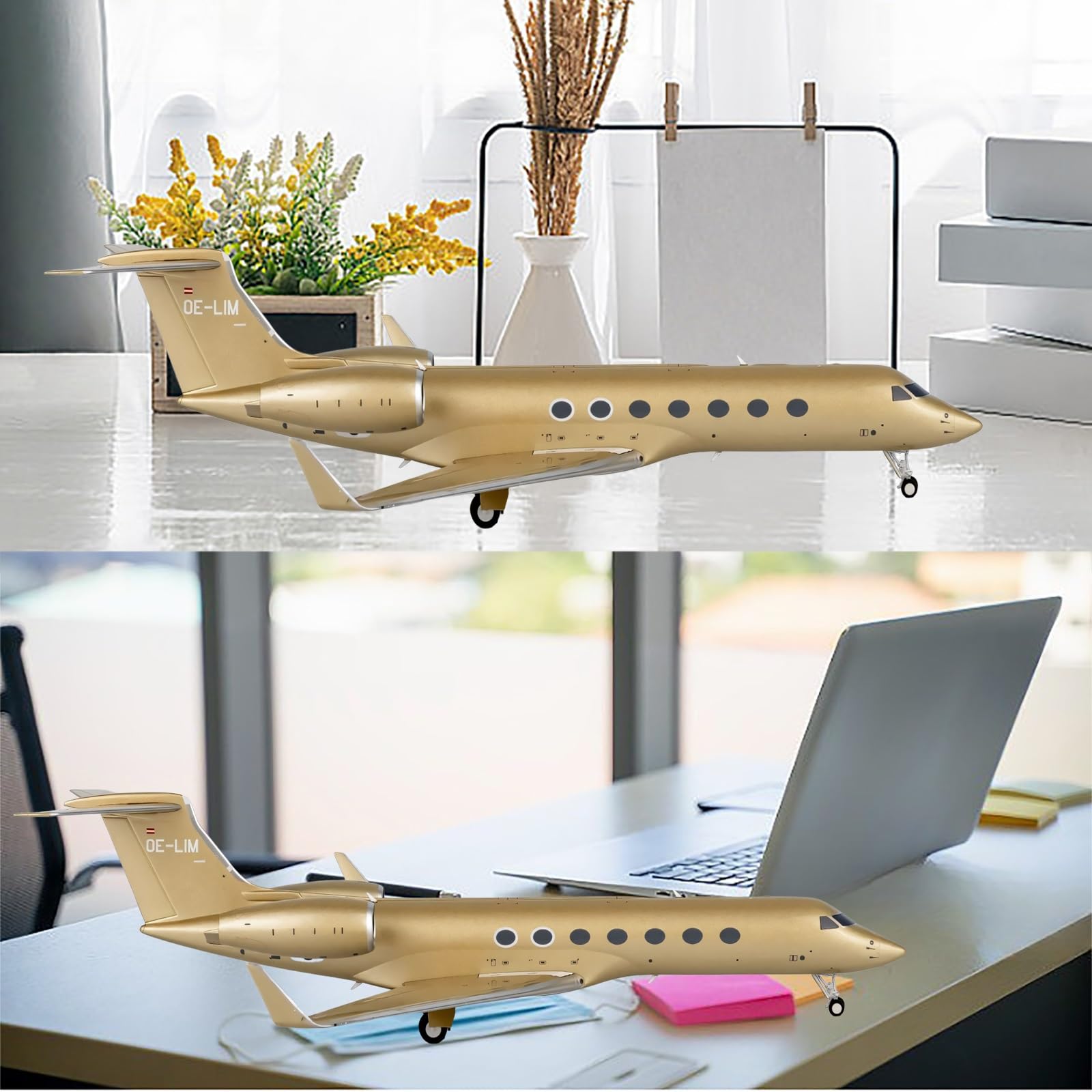 Modello jet privato G550 scala 1:200 resina grandi dimensioni con kit espositore, aereo pressofuso alta qualità for l'arredamento casa ufficio, collezionisti appassionati aviazione