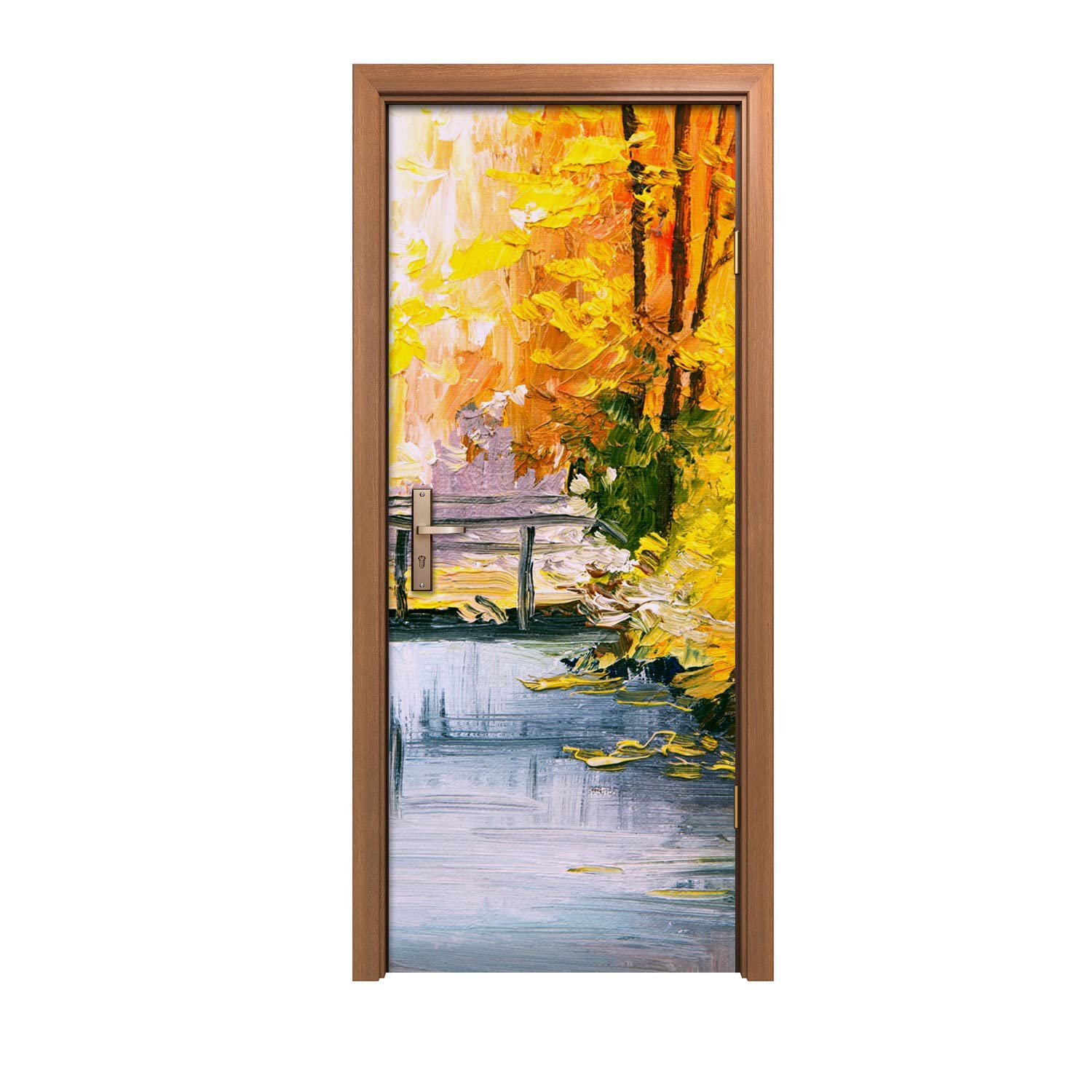 Autocollant de porte nature pour créer un salon zen avec vue sur la forêt