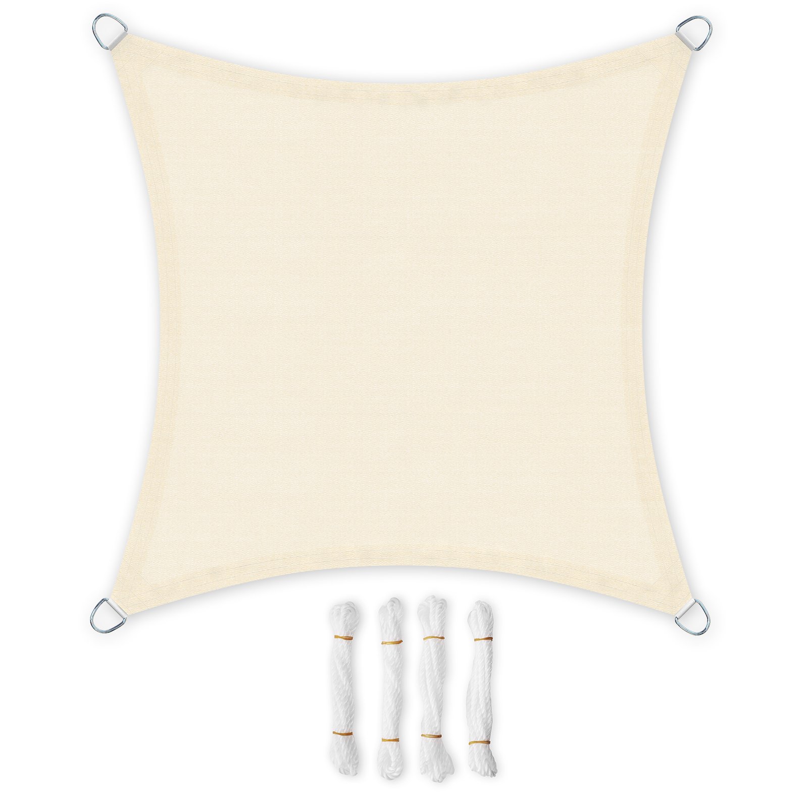 SONGMICS Sun Sail 4 x 4 m, HDPE Fabric Sun Shade Sail Breathable Water Permeable Patio Garden Balcony Camping Square Concave 2 m Ropes, Beige GSS44IVV1