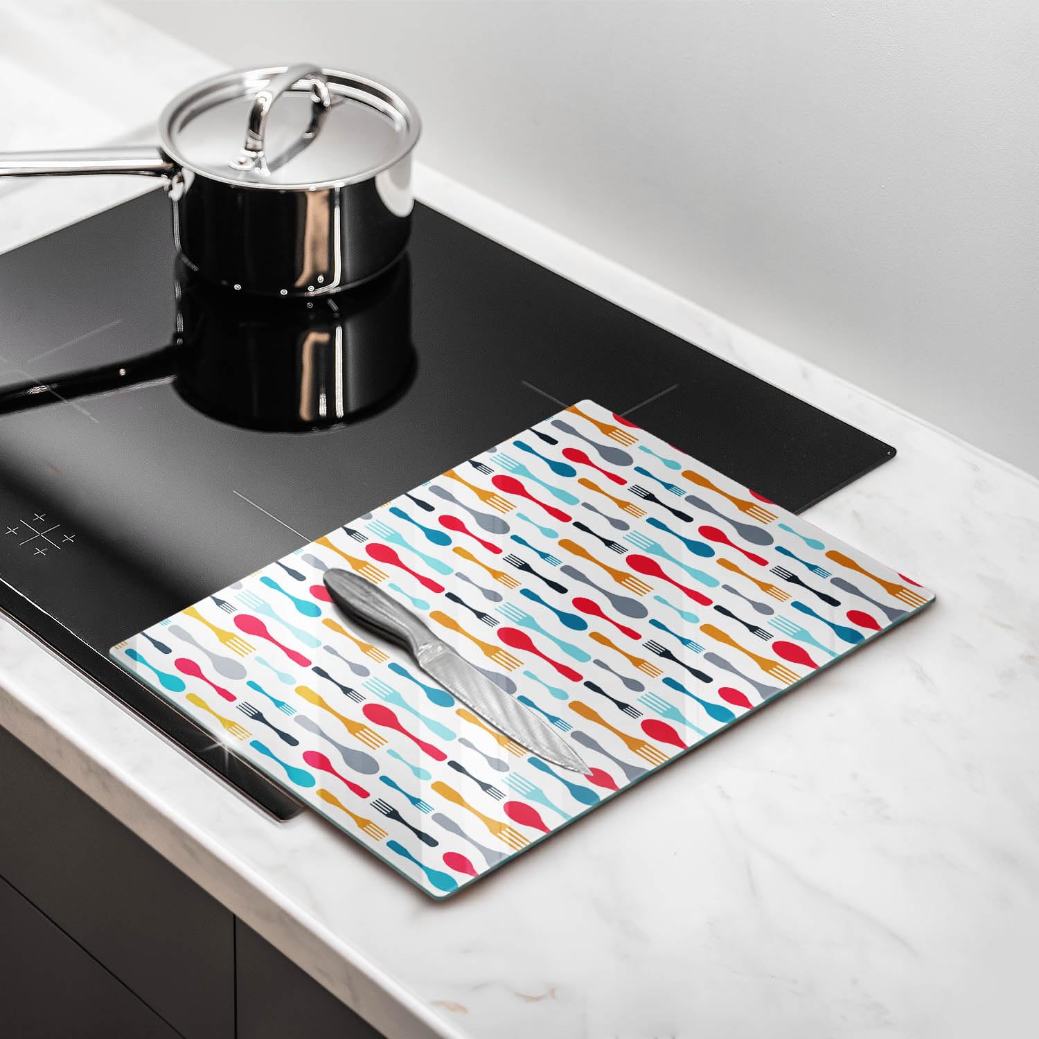 Tabla de cortar de vidrio | Multicolor | Superficie impresa