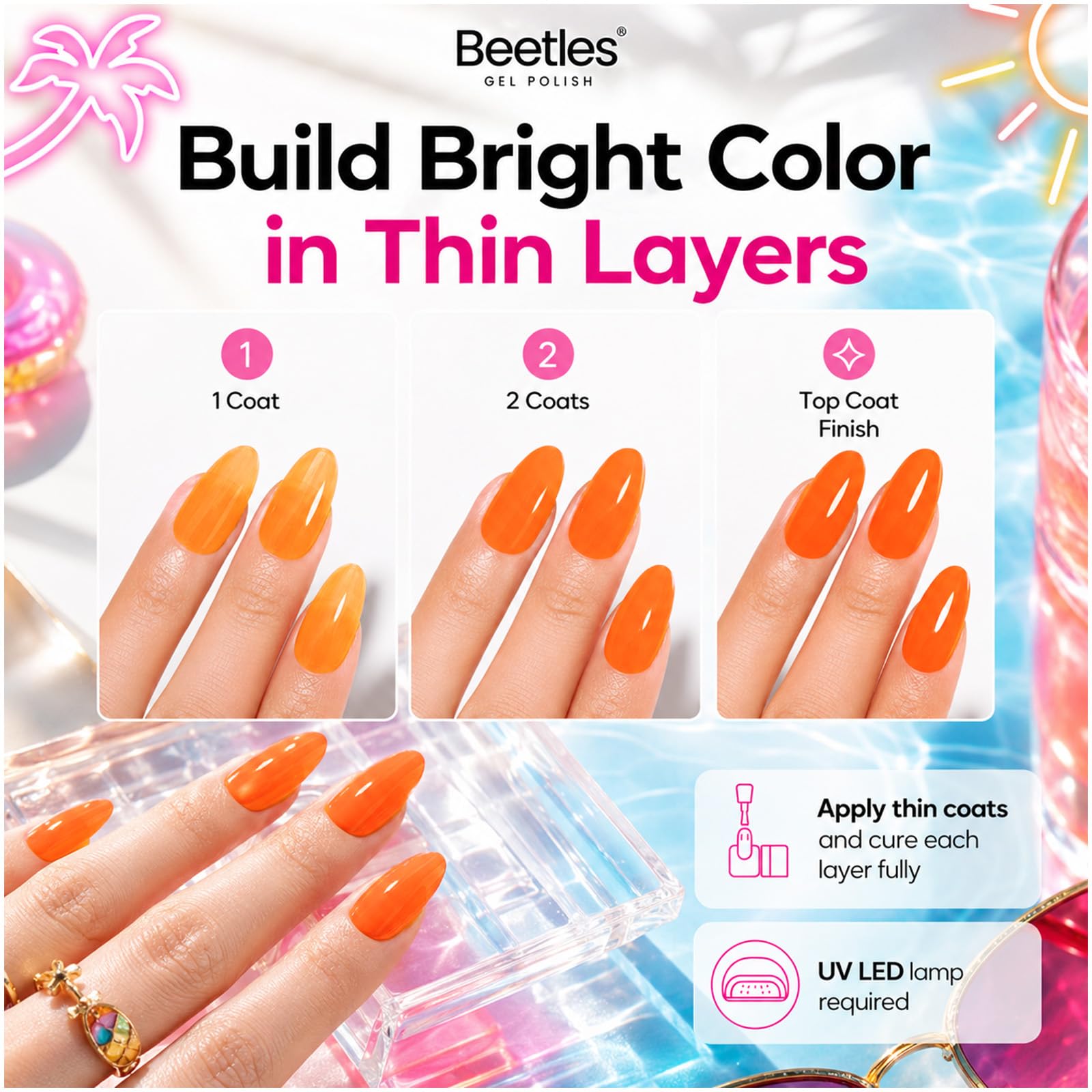 Amazon.com: Beetles Neon Gel Nail Polish Set, 23 PCS 20 Color