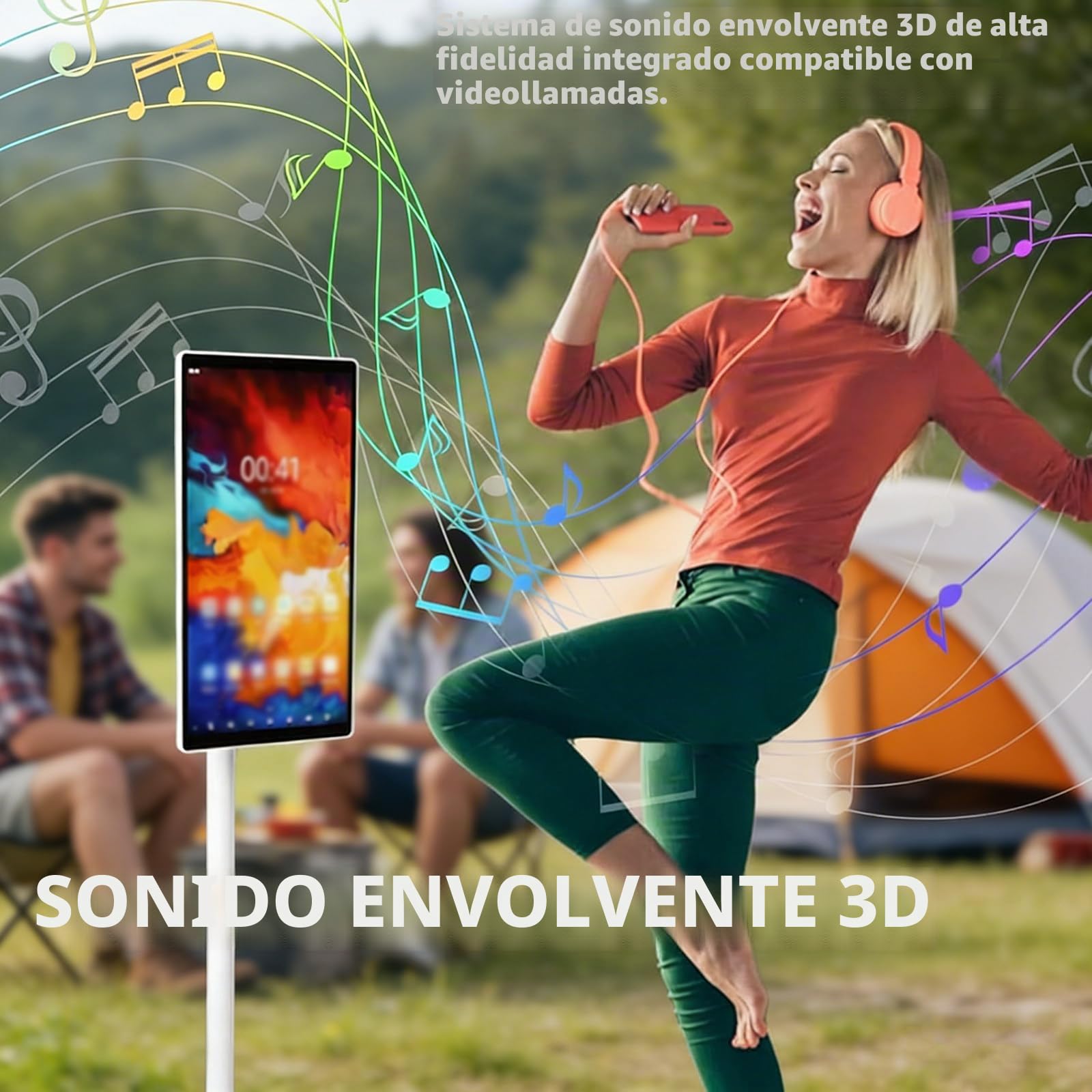 Tableta Smart TV Portátil De 21.5/27/32 Pulgadas con Soporte con Ruedas, Pantalla Táctil 1080p, Android 13, 8+128 GB, Inalámbrica, con Ruedas Y Control Remoto. 21.5in