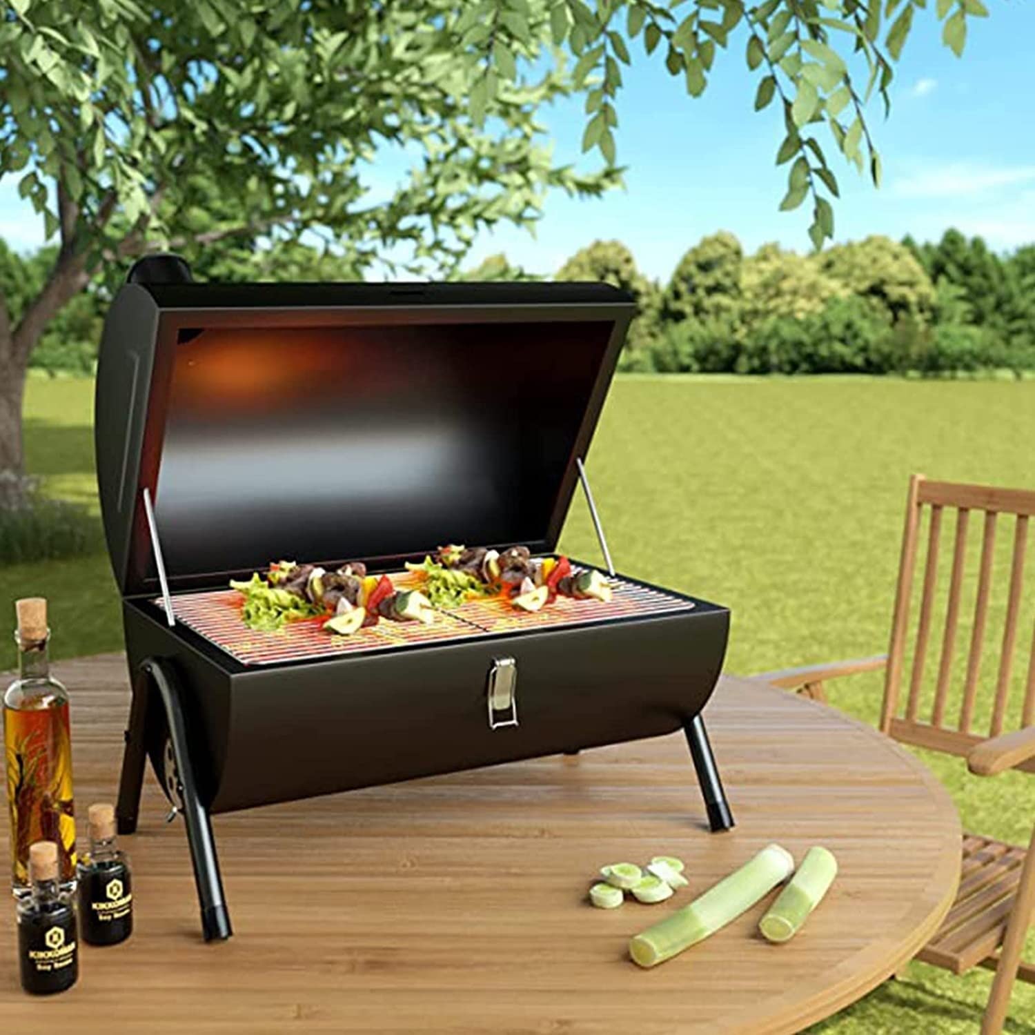 Grill Kempingowy Przenośny Grill Na Węgiel Drzewny Grill Stołowy Ze Stali Nierdzewnej Na Piknik Na Świeżym Powietrzu Imprezy Grillowe