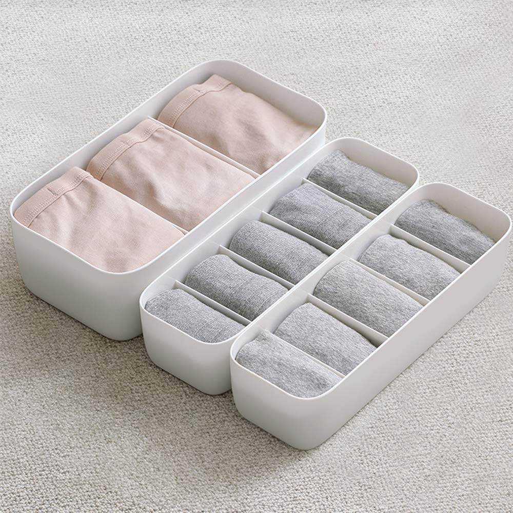 Organisateur Tiroir DIY BUYGOO - 40 Séparateurs Réglables Blancs, 40.5x5cm, Pour Chaussettes/Bureau