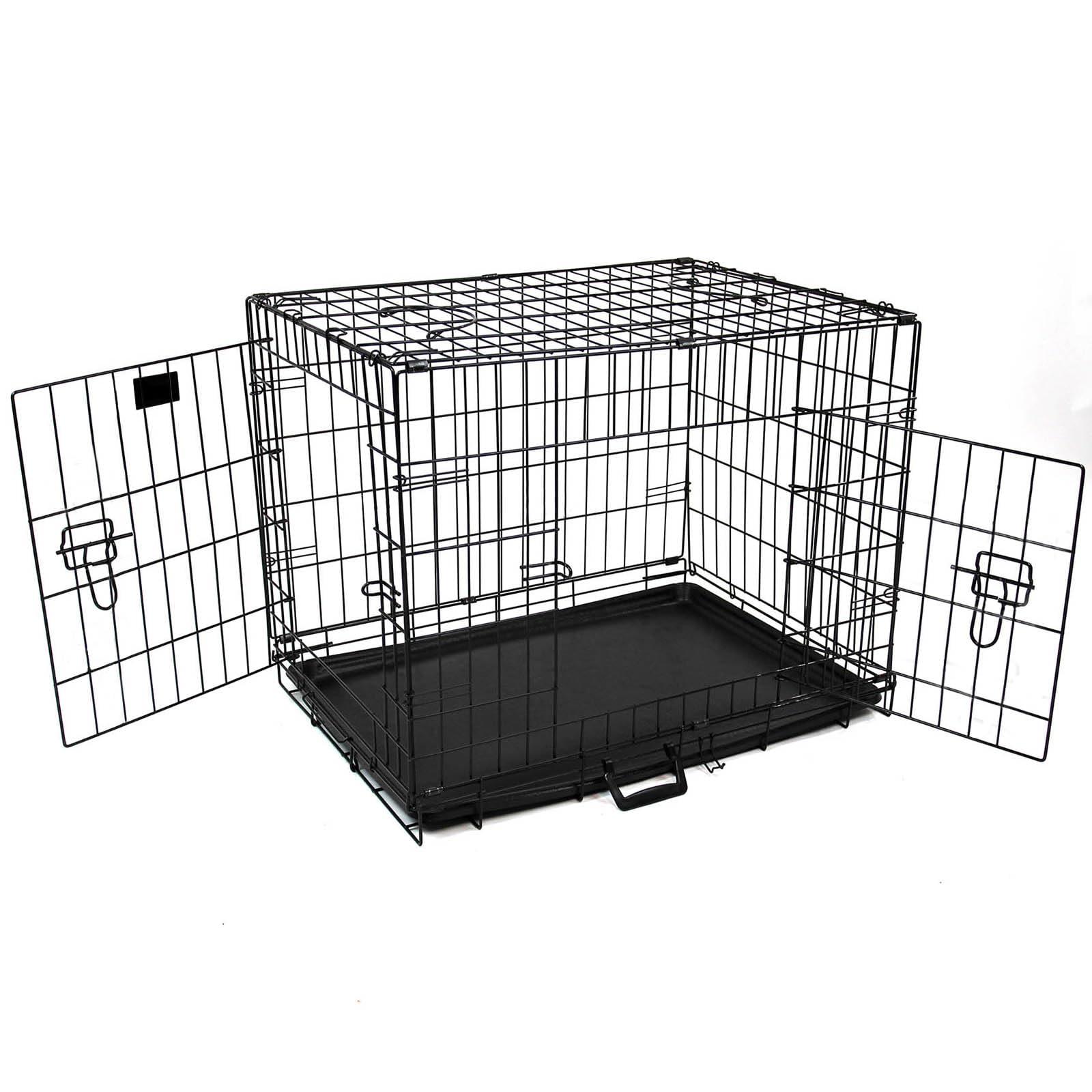 Actiaspet - Foldable Metal Dog Cage with Removable Tray (Black, 24 Inch) — image 1