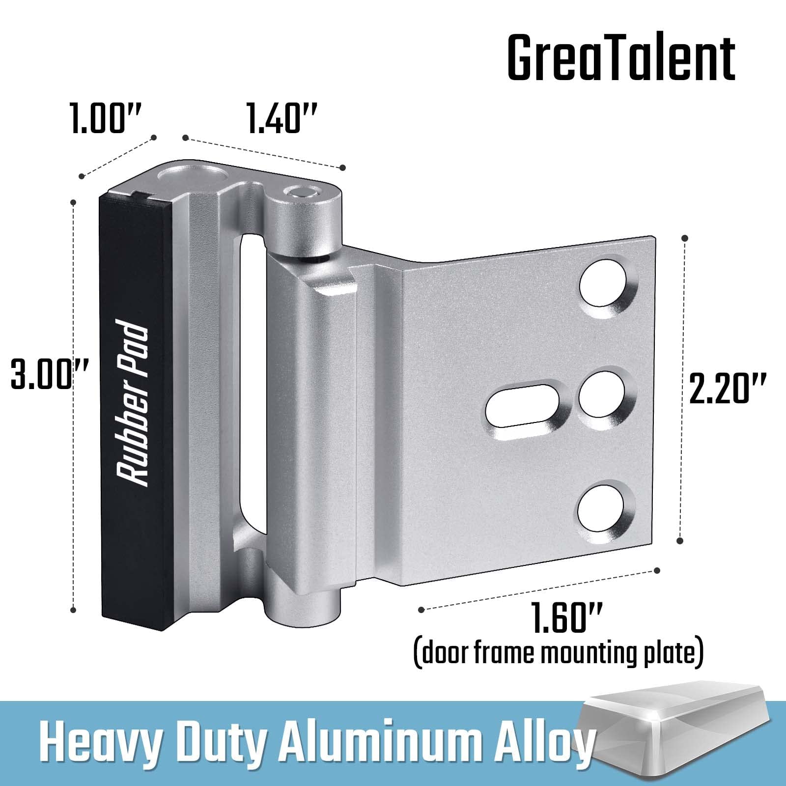 GreaTalent Lot de 5 serrures de sécurité pour porte de sécurité à la maison - Sécurité enfant - Ajoute une haute sécurité à la maison - Empêche l'entrée non autorisée - Finition en aluminium - Serrure