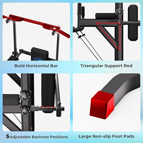 Miniatura 3 de Power Tower Pull Up Dip Station, Heavy Duty Pull Up Station Dip Bar Station Multi-Function Home Gym Strength Training Fitness Equipment 500LBS