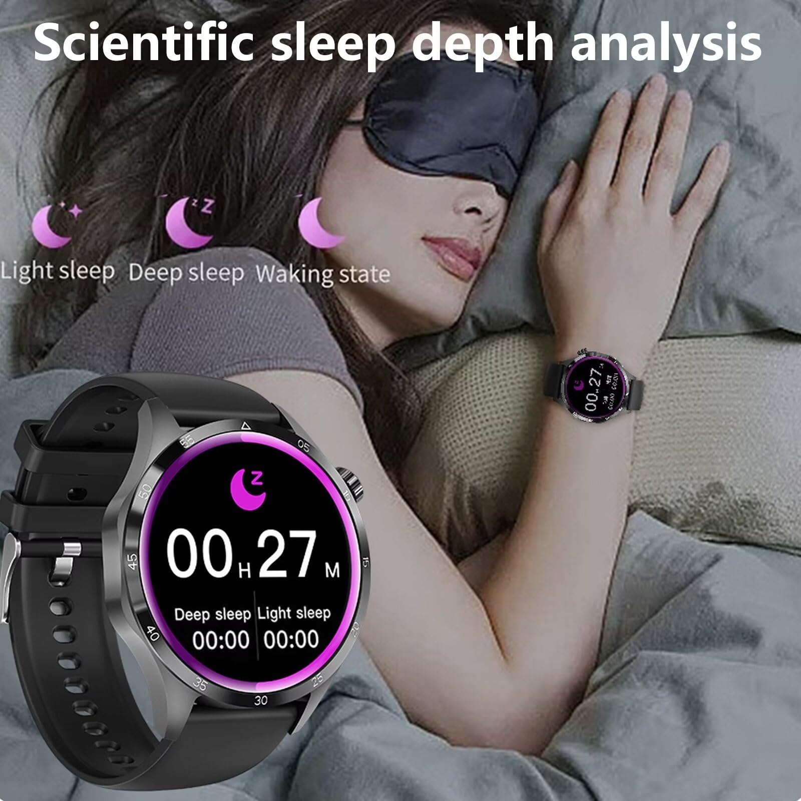 Smartwatch Bluetooth, modny 1,6'' ekran dotykowy inteligentny zegarek wodoodporny zegarek fitness sportowy zegarek cyfrowy zegarek GPS smartwatch, dla systemu Android iOS, czarny