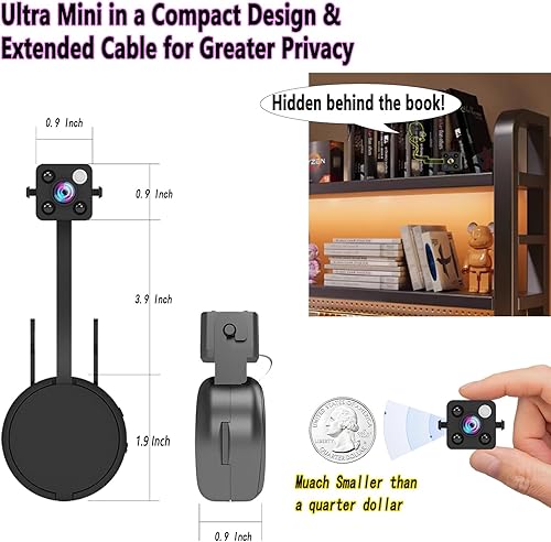 Miniatura 3 de Mini cámara espía con 1080P, cámara oculta WiFi, aplicación, detección de movimiento para el hogar, interior, bebé, perro, gato (C)