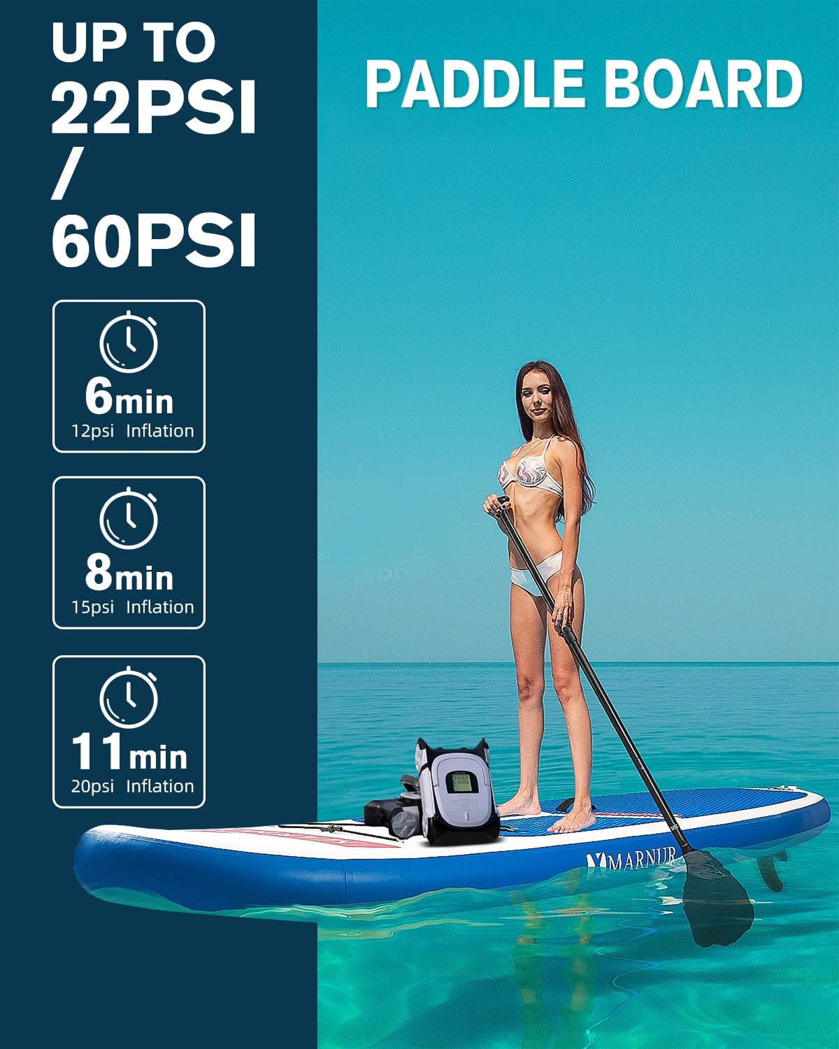 Amazon | GICLE 電動パドルボードポンプ 空気注入式 SUP、カヤック