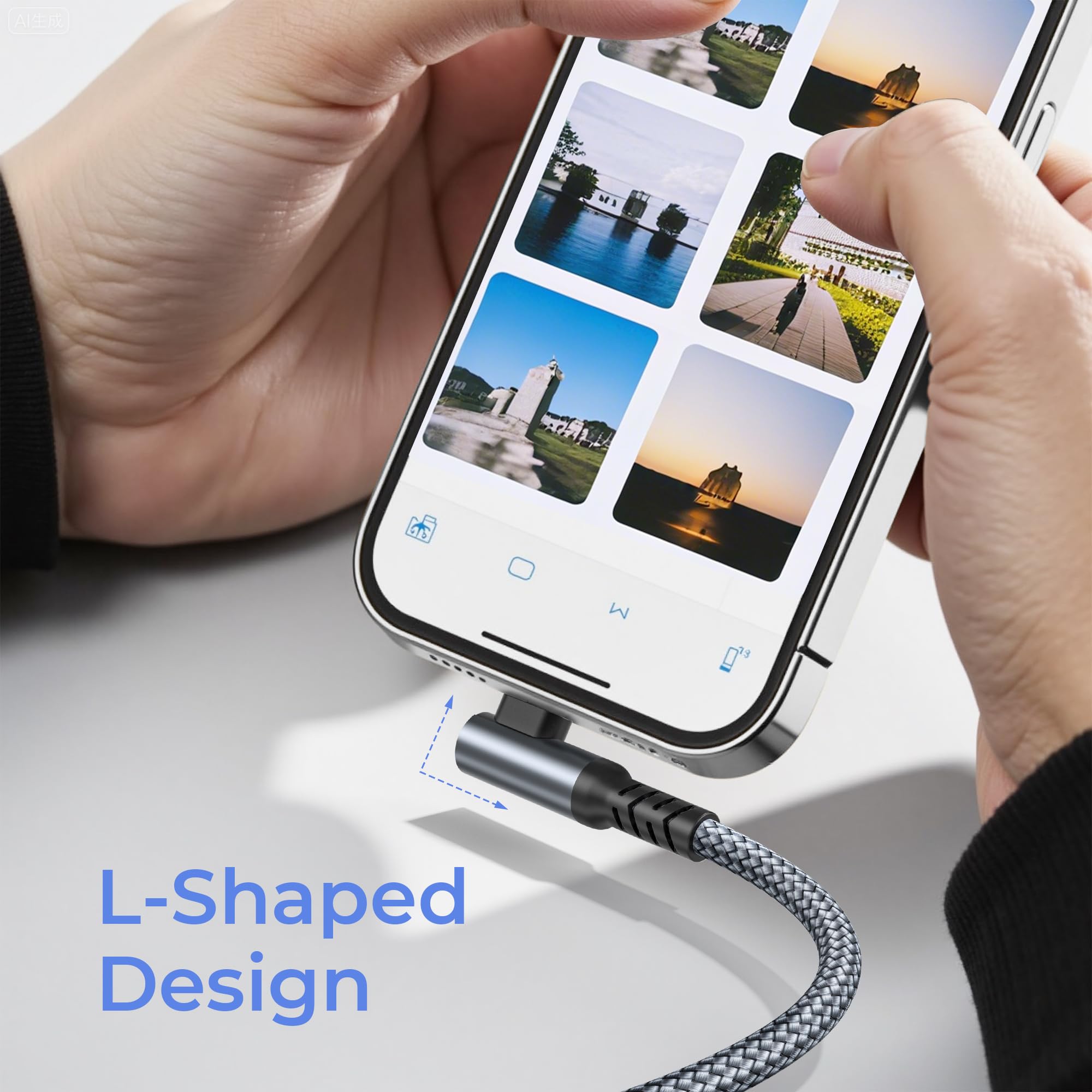 BASESAILOR Cavo USB C a Lightning Angolo 1M Ricarica Rapida PD Compatibile iPhone 11-14 Pro Max SE iPad 8 9