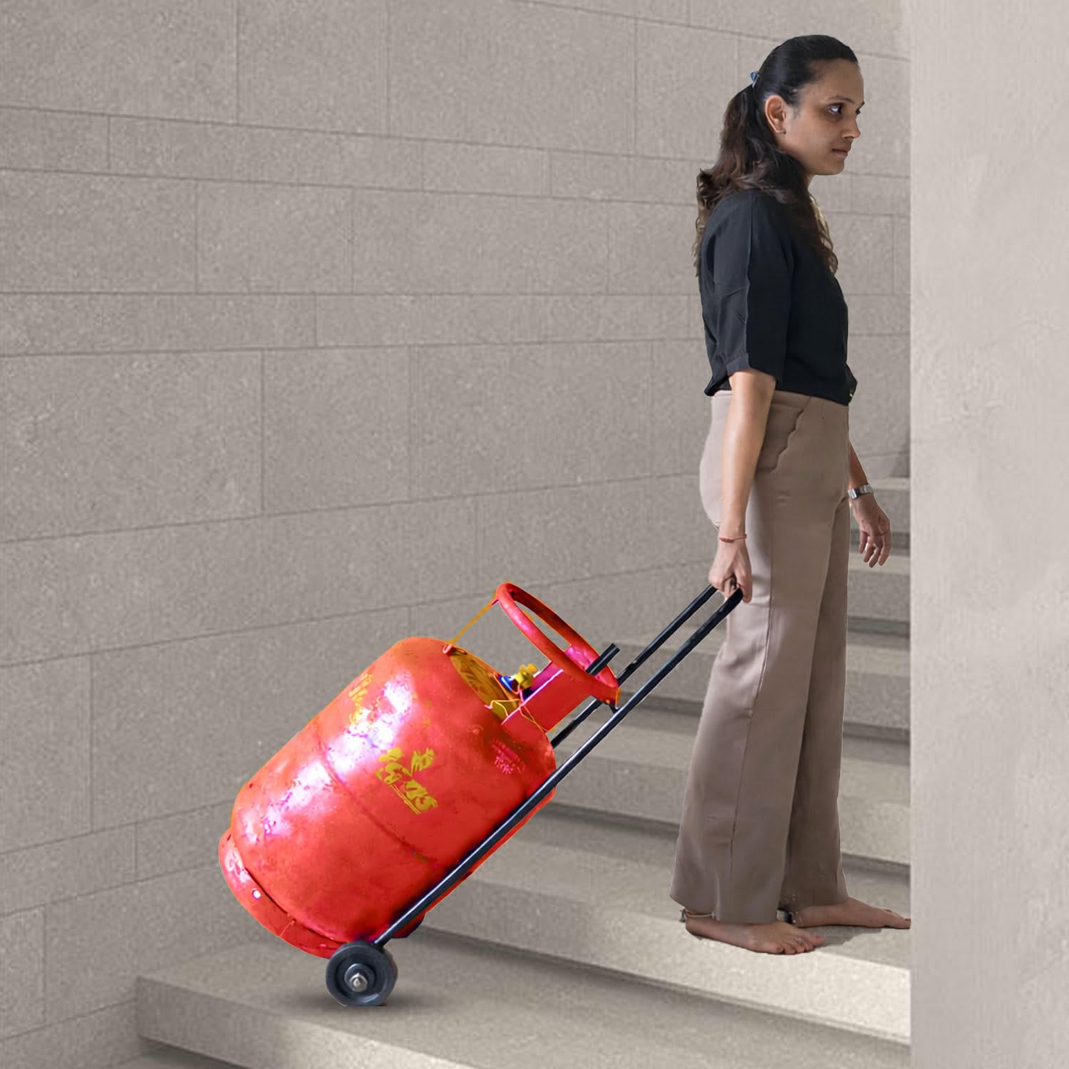 A to Z Hub Laksh CASA-Heavy Duty LPG Cylinder Carrying/Lifitng trolly Without Touching,LPG Gas Bottle Shifting Stand/Moving Transfer for home LPG agency,restaurant,hotel,schools,catering 3