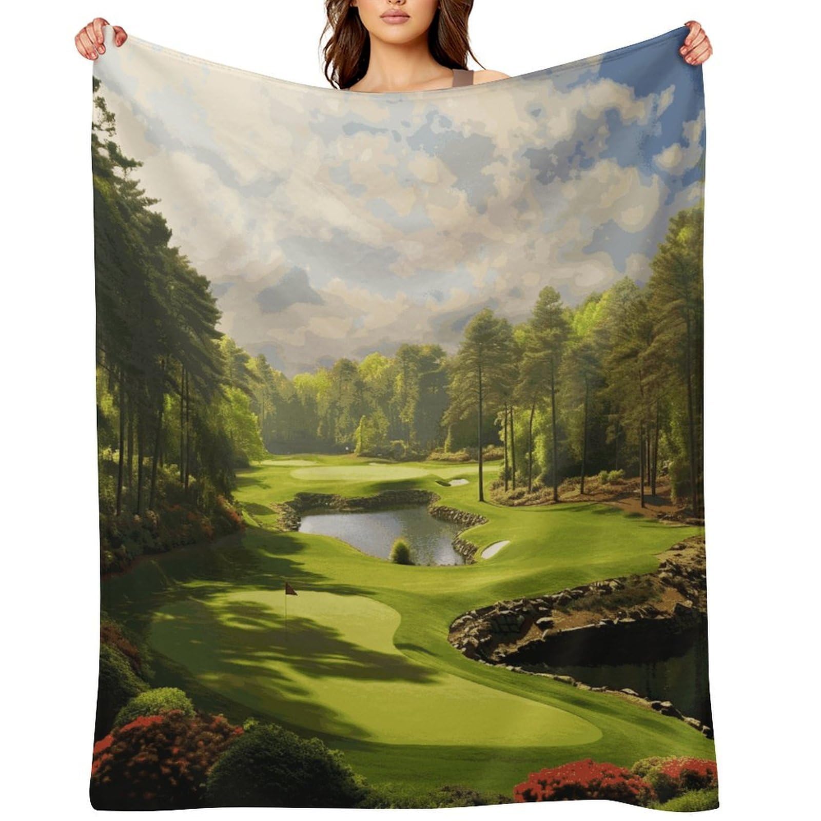 Flannel Fleece Throw Blanket - 60"x80" Super Soft Plush,Lightweight Wrinkle Resistant Cozy Golf Court Blanket for Couch Sofa Bed Travel Camping and Gift