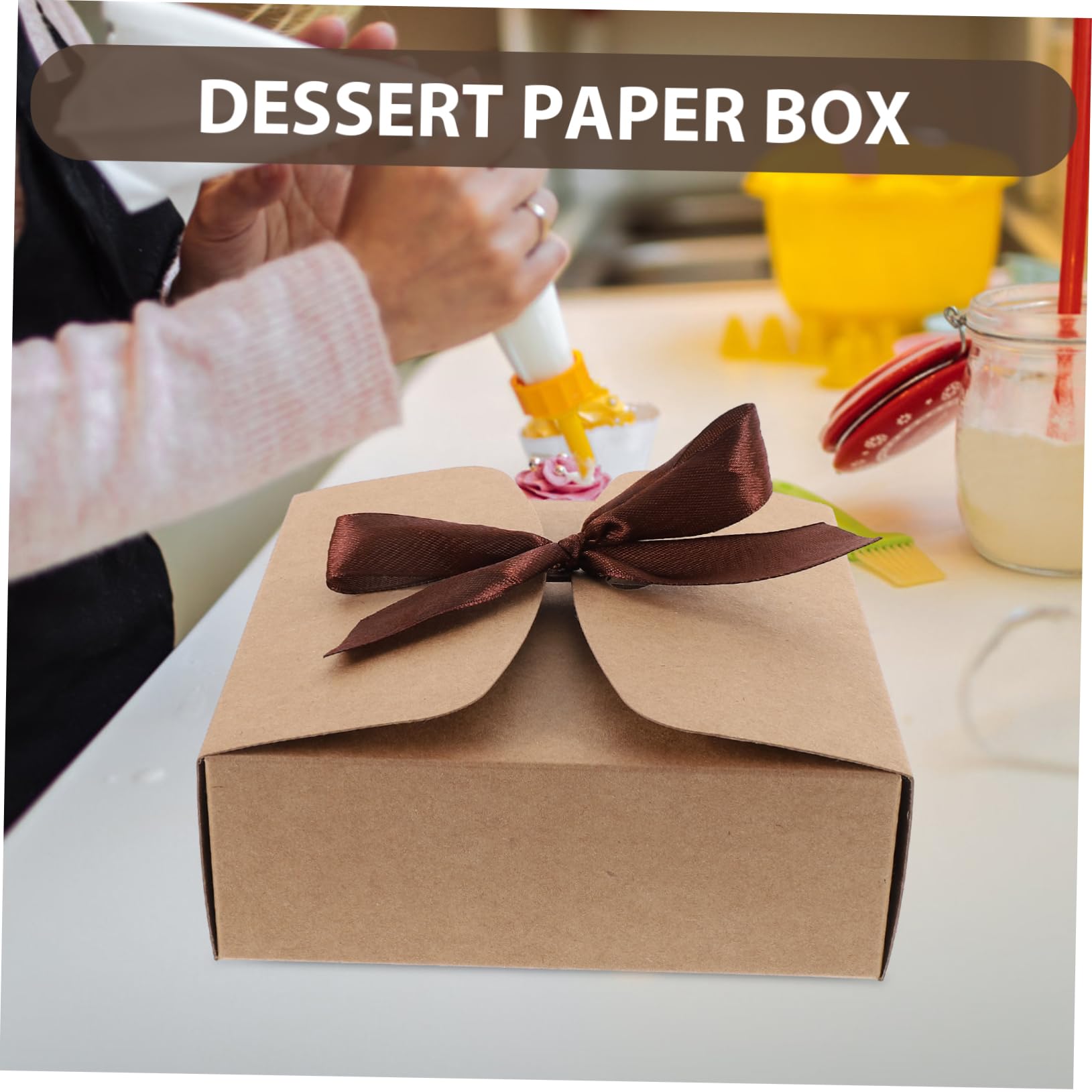 Mobestech Scatole Multifunzionali in Carta Kraft 20 Pezzi 14x14x5 Cm, Scatole Portatili per Imballaggio Regalo e Bomboniere, Contenitori Decorativi per Matrimoni, Proposte Damigelle