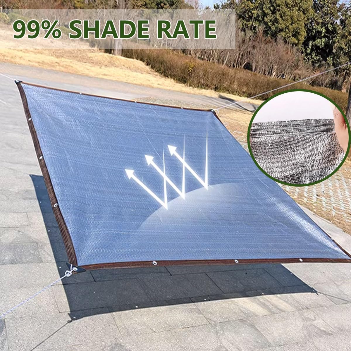 HighPerformance - Lona reflectante de aluminio 99 % plateada, con bloqueo UV, tela de malla de calor con ojales para invernadero, patio, jardín y cubierta de coche (13 x 16 pies)