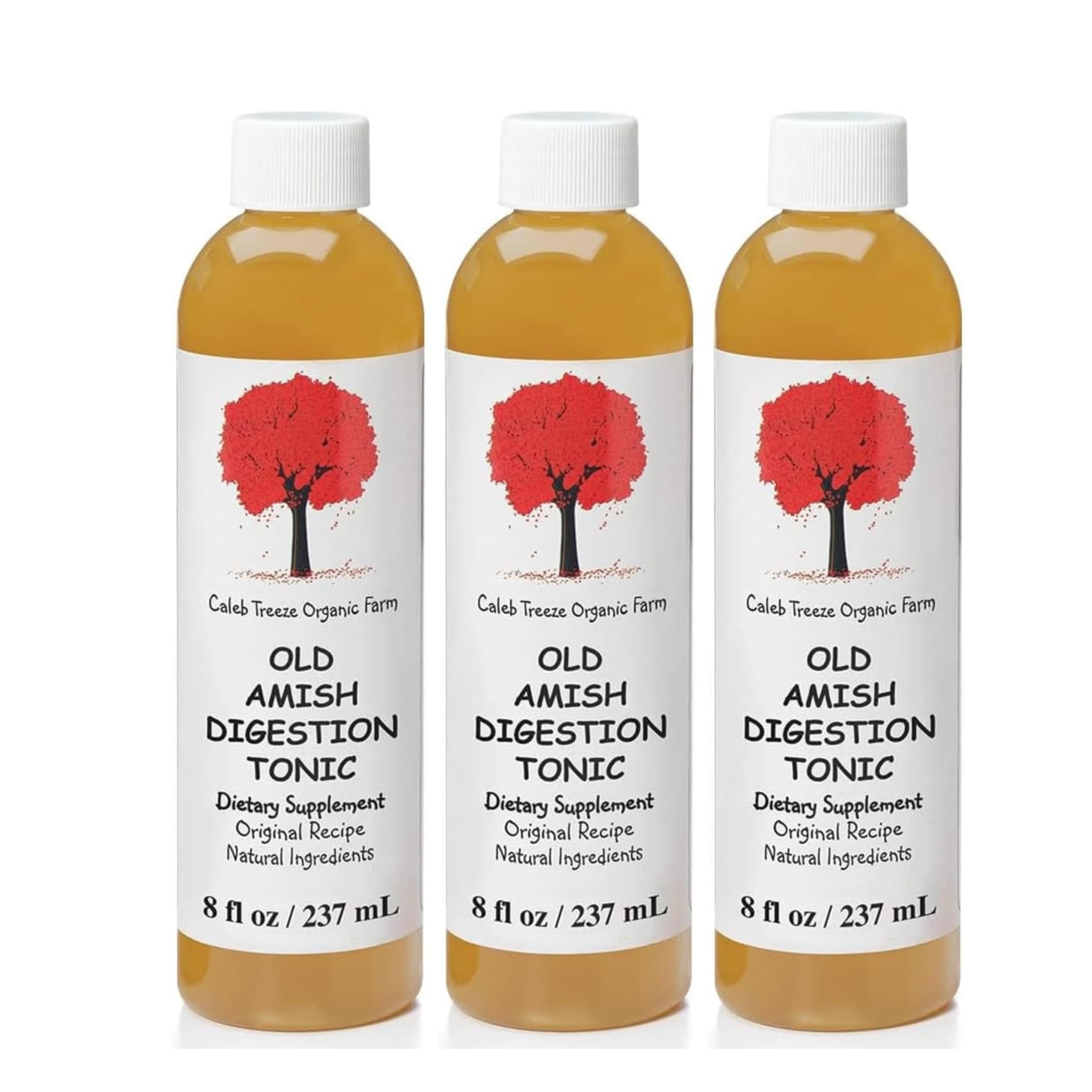 Caleb Treeze Old Amish Digestion Tonic (Formerly: Stops Acid Reflux) 8 oz (Pack of 3)