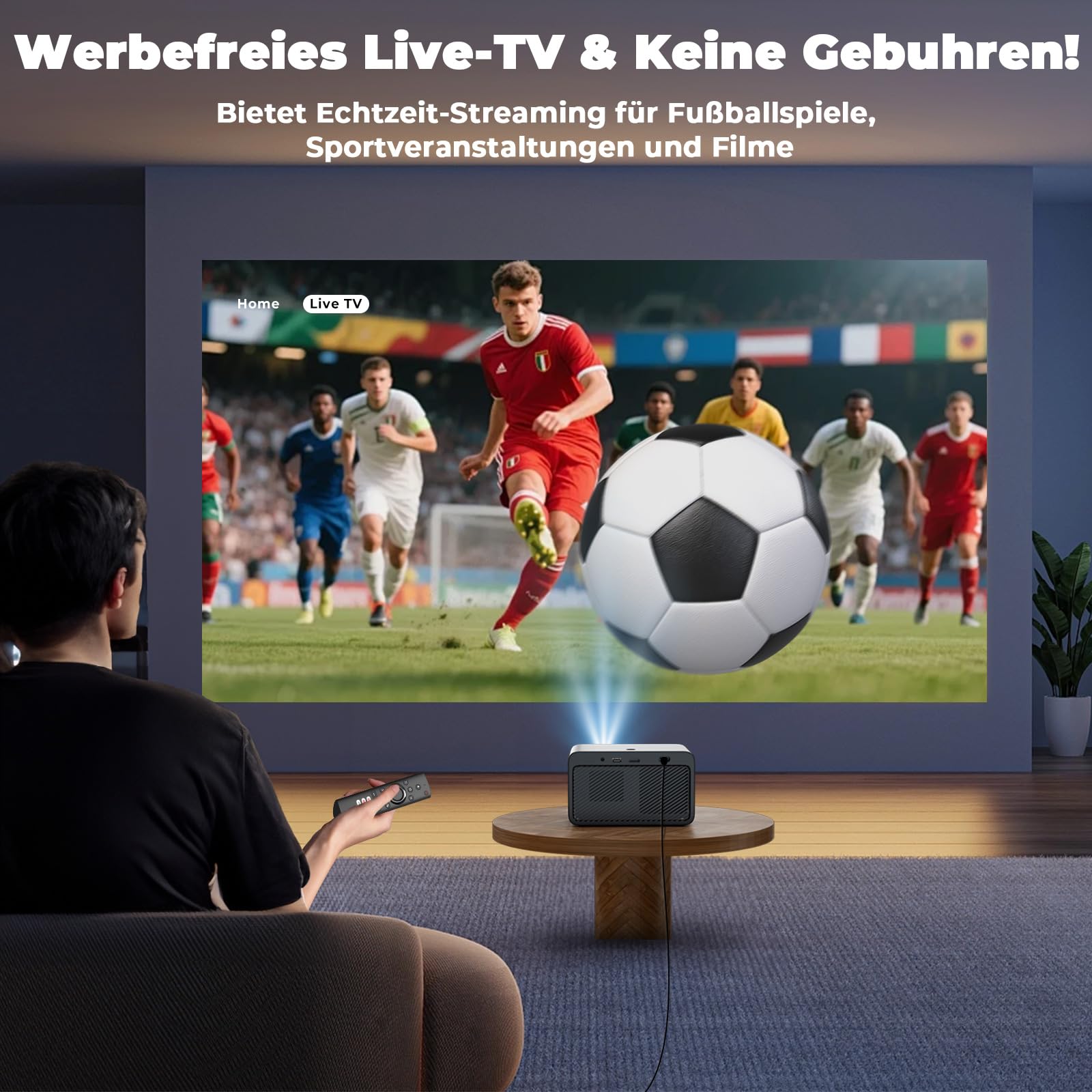 Beamer-4K [Kompatibel mit Netflix & Offizielle App] 2026 Neuer 1080PHD Mini-Smart Beamer-Heimkino mit eARC CEC, Autofokus Projektor WiFi6, Bluetooth, Dolby Audio Outdoor Projector