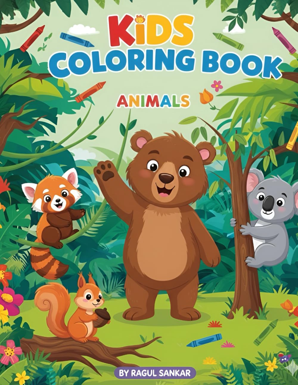 Jungle Jamboree: Animal Coloring Book for Kids: Easy & Fun Coloring Pages of Lions, Elephants, and Safari Friends for Toddlers and Kids Ages 3-6
