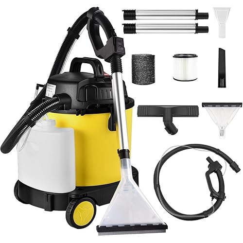 Wet Dry Vacuum Cleaner, 4-in-1 Upholstery Shampoo Vacuum Cleaner w/Soap Tank, Filters, Hose and Attachments, 5.5 Peak HP 17 KPA Max Suction Carpet Cleaner Machine for Home, Floor, Car, 6 Gallon, 175