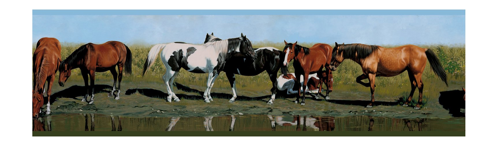 Cenefa York Revestimientos lago bosque papel pintado cenefa HJ6616BD