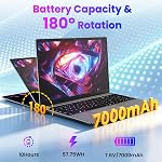 15.6" FHD Laptops with AI Assistant Included, Quad-Core Processor(Beat Celeron 5205U), 1 Year Office 365, 6GB RAM 128GB SSD, 180°Rotating, USB-C, 53.2Wh, 1920x1080, for Business and Student