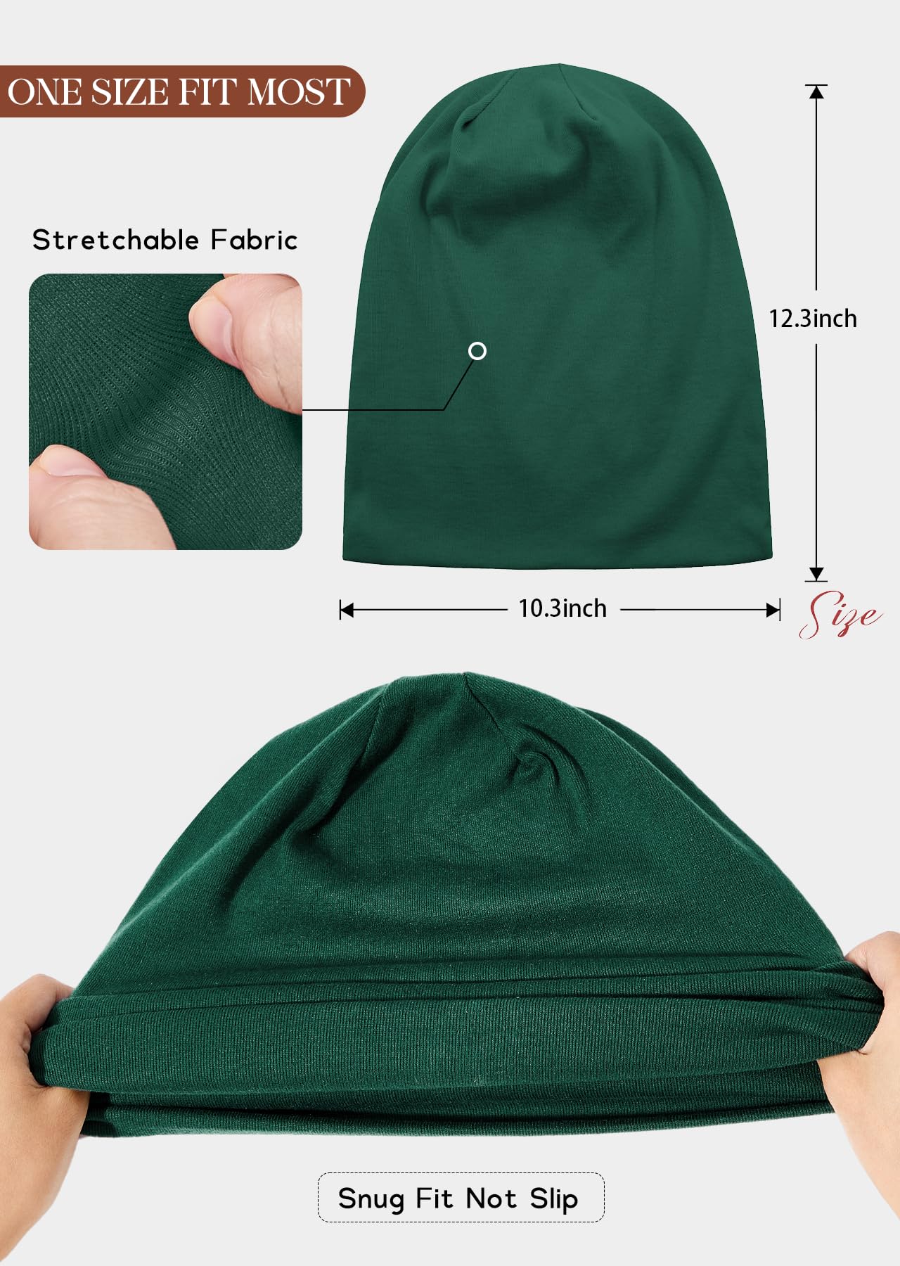 Berretto per uomo/donna Slouchy Beanie Cappelli Hip Hop Skull Cap Baggy Elegante Leggero Cappello Cappellino, A verde.