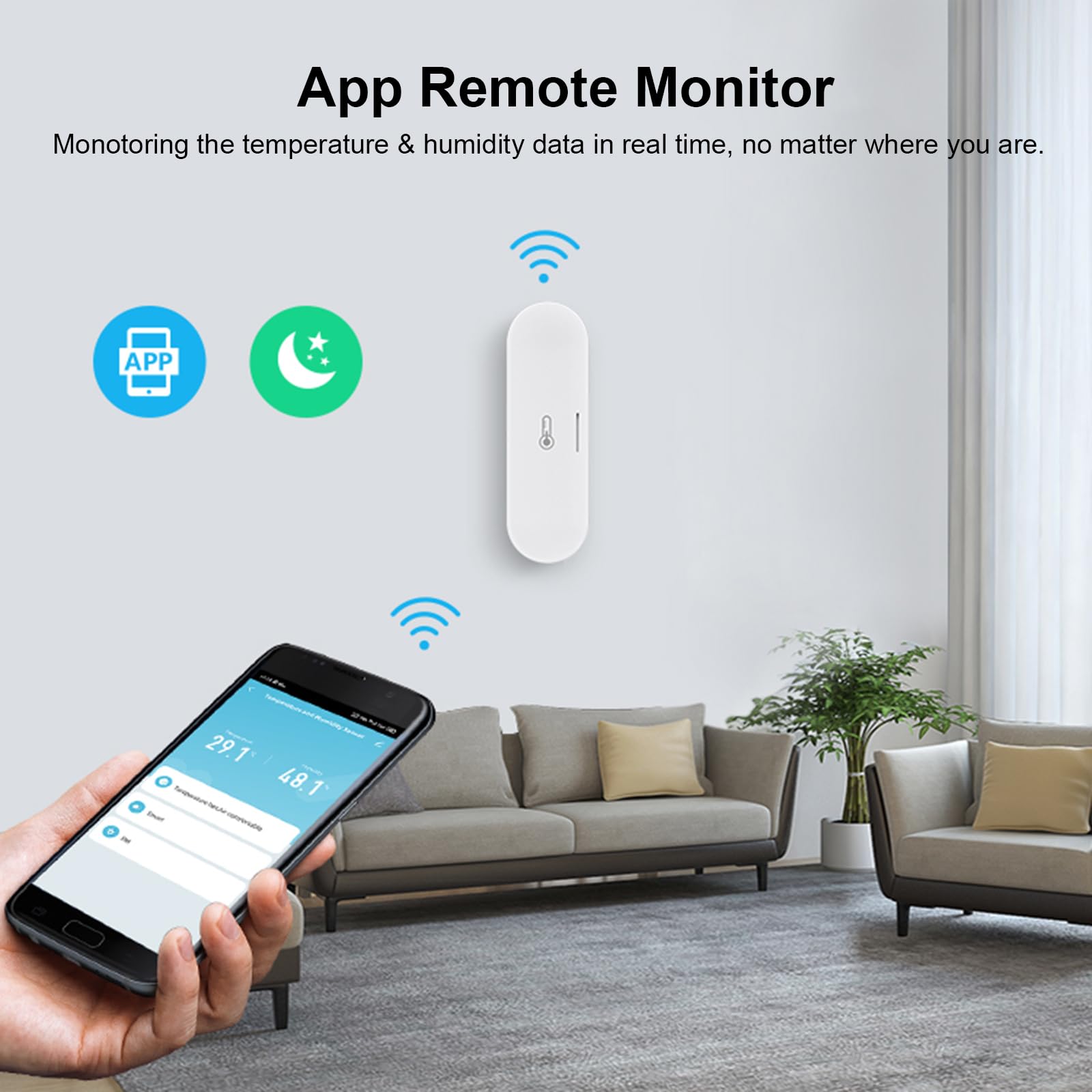 Igrometro intelligente termometro: monitor di umidità della temperatura Zigbee con avvisi app, doppia alimentazione, esportazione di memoria dati, hub, supporto homekit, Alexa (confezione da 4)