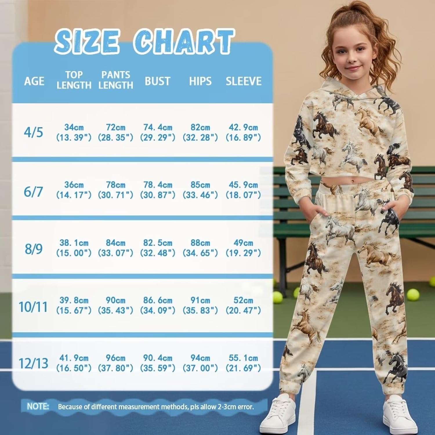Girls Sweatsuits 2 Piece Pullover Cropped Tops Sweatshirt Loose Sweatpants with Pockets Fall Winter Clothe Set