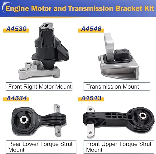 Miniatura 3 de Soporte de transmisión de motor para Honda Civic 1.8L A4530 A4534 A4534 A4543 A4546 Juego de 4