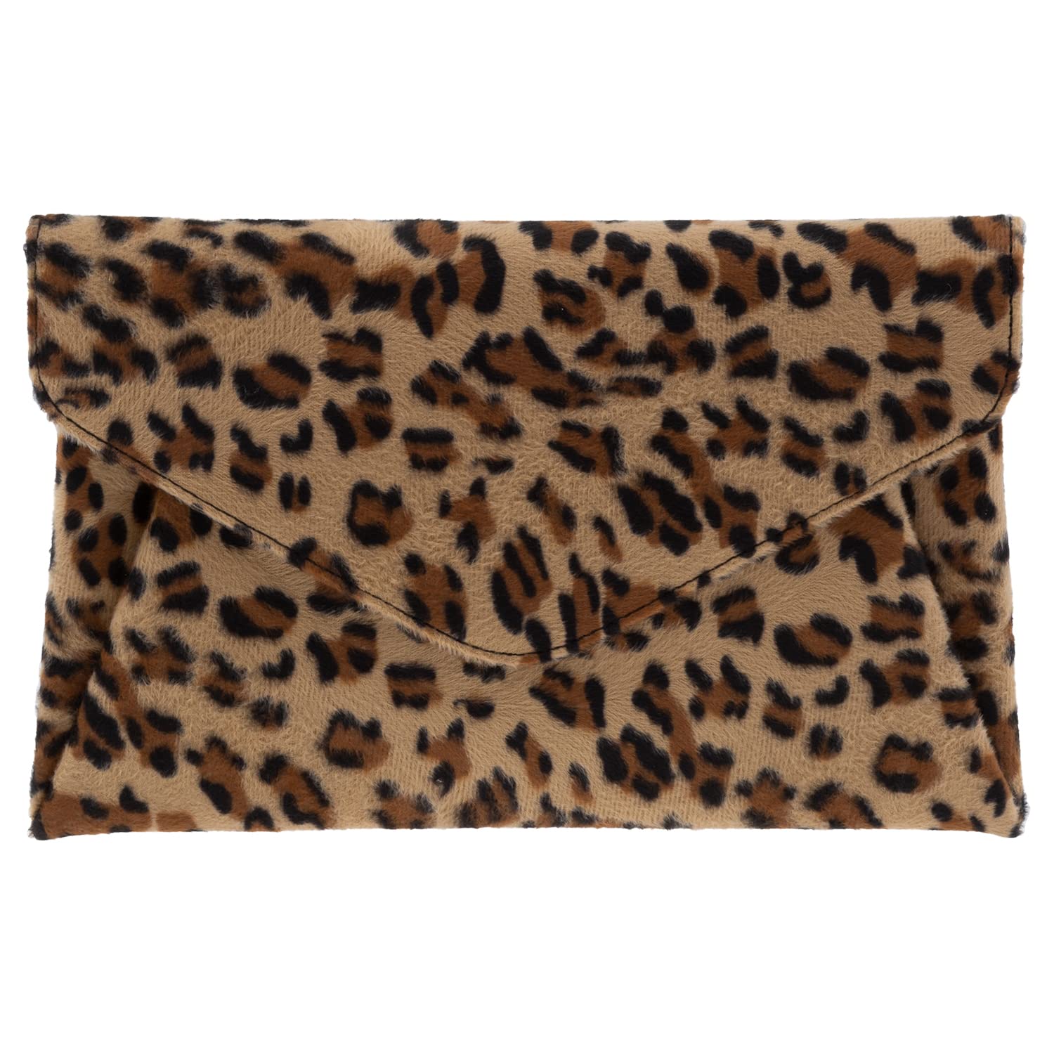 JNB Faux Fur Leopard Print Clutch