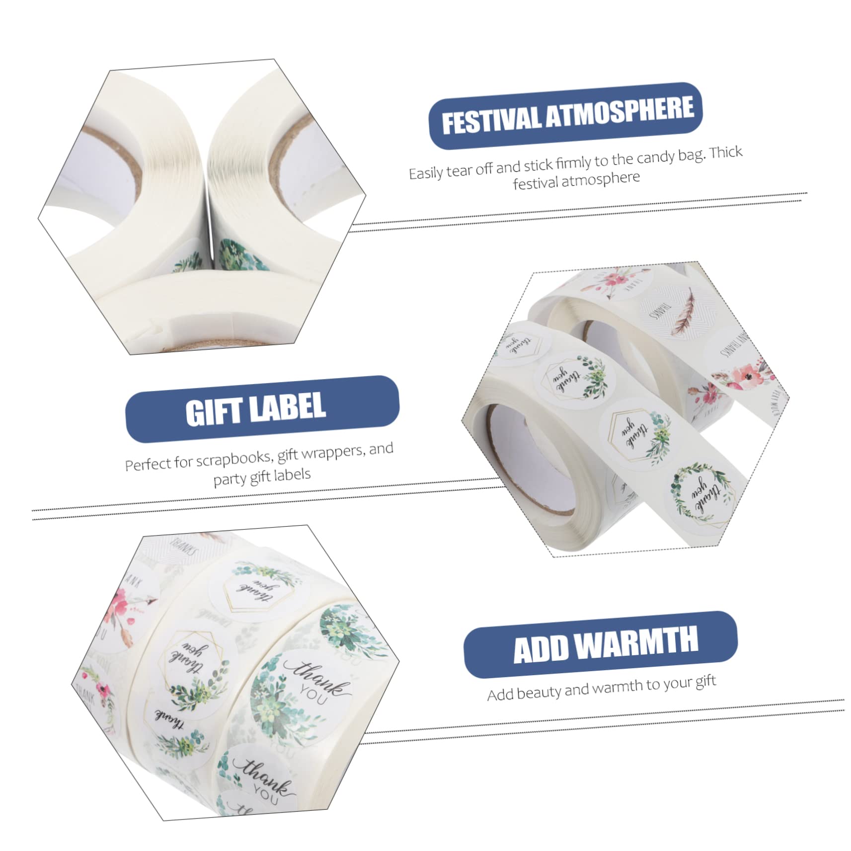 VILLCASE 18rotoli Adesivi Creativi Per Buste Con Design Di Ringraziamento Stickers Autoadesivi Per Decorazioni Di Feste Compleanni e Matrimoni