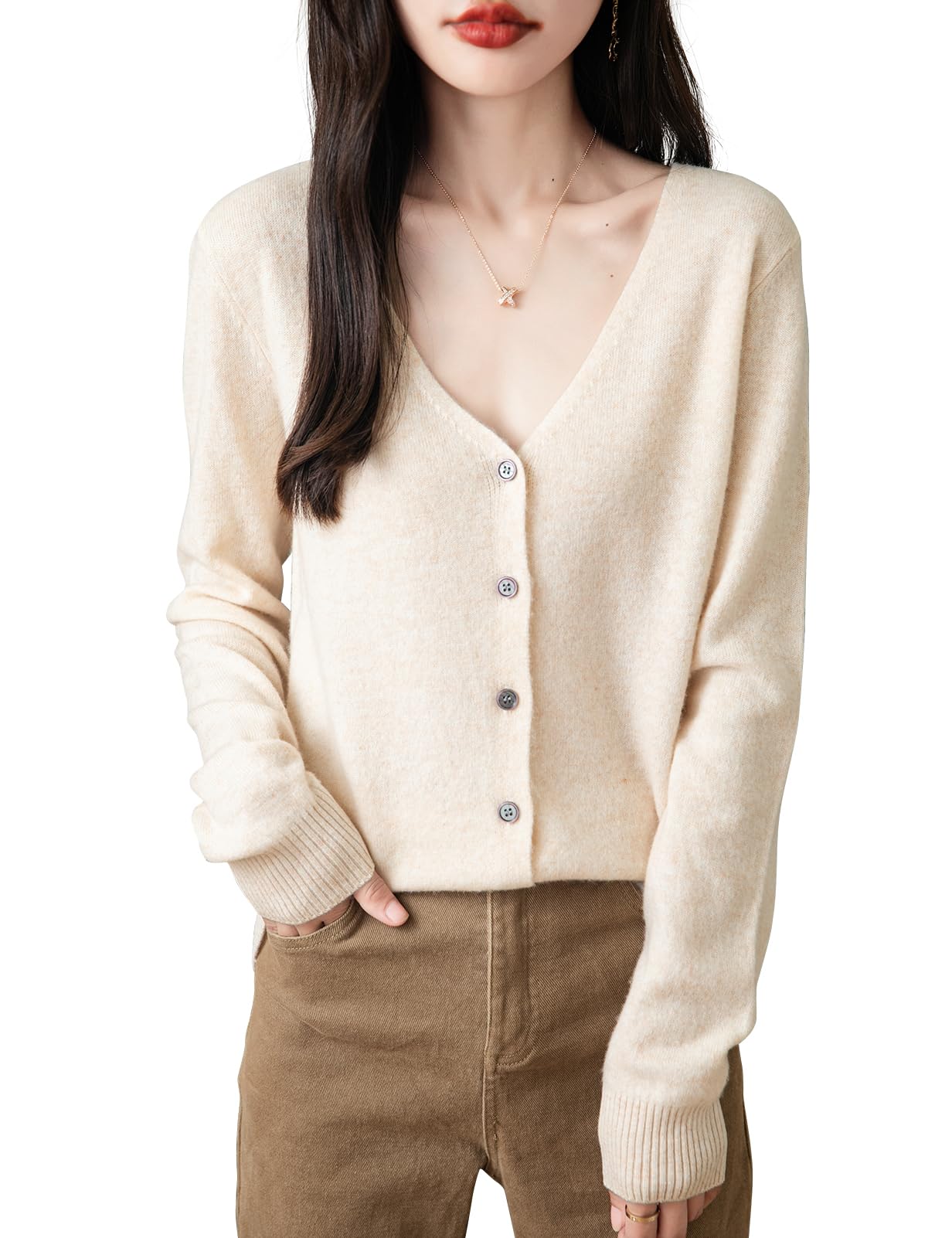 Chanyarn Women's 100% Merino Wool Cardigan 2025 Fall Winter Sexy V Neck Long Sleeve Lightweight Knit Cardigan Sweater