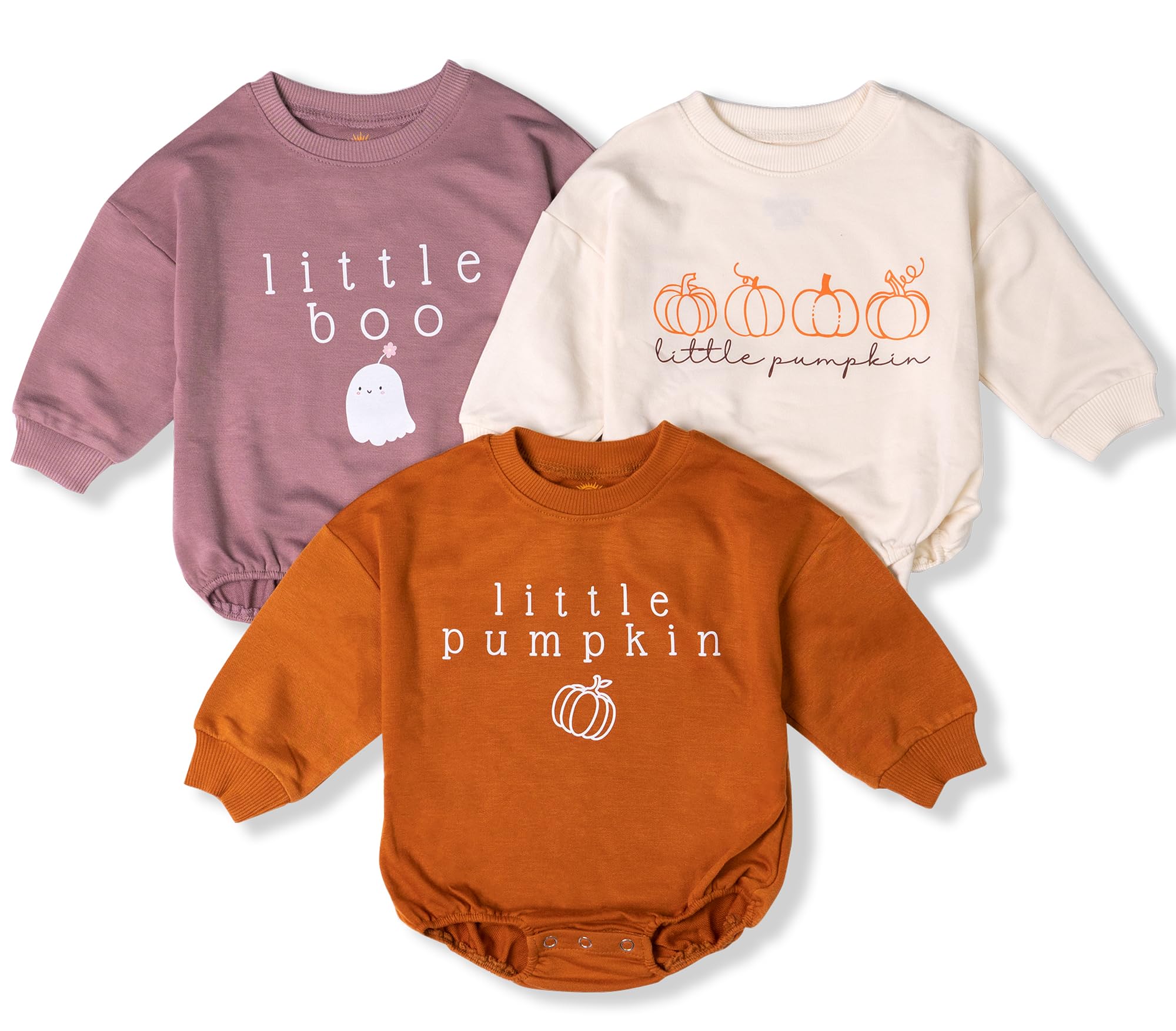 3Pcs Little Pumpkin Baby Romper, Baby Bodysuit, Hello Pumpkin Baby Outfit (Muticolor, 0-3 Months)