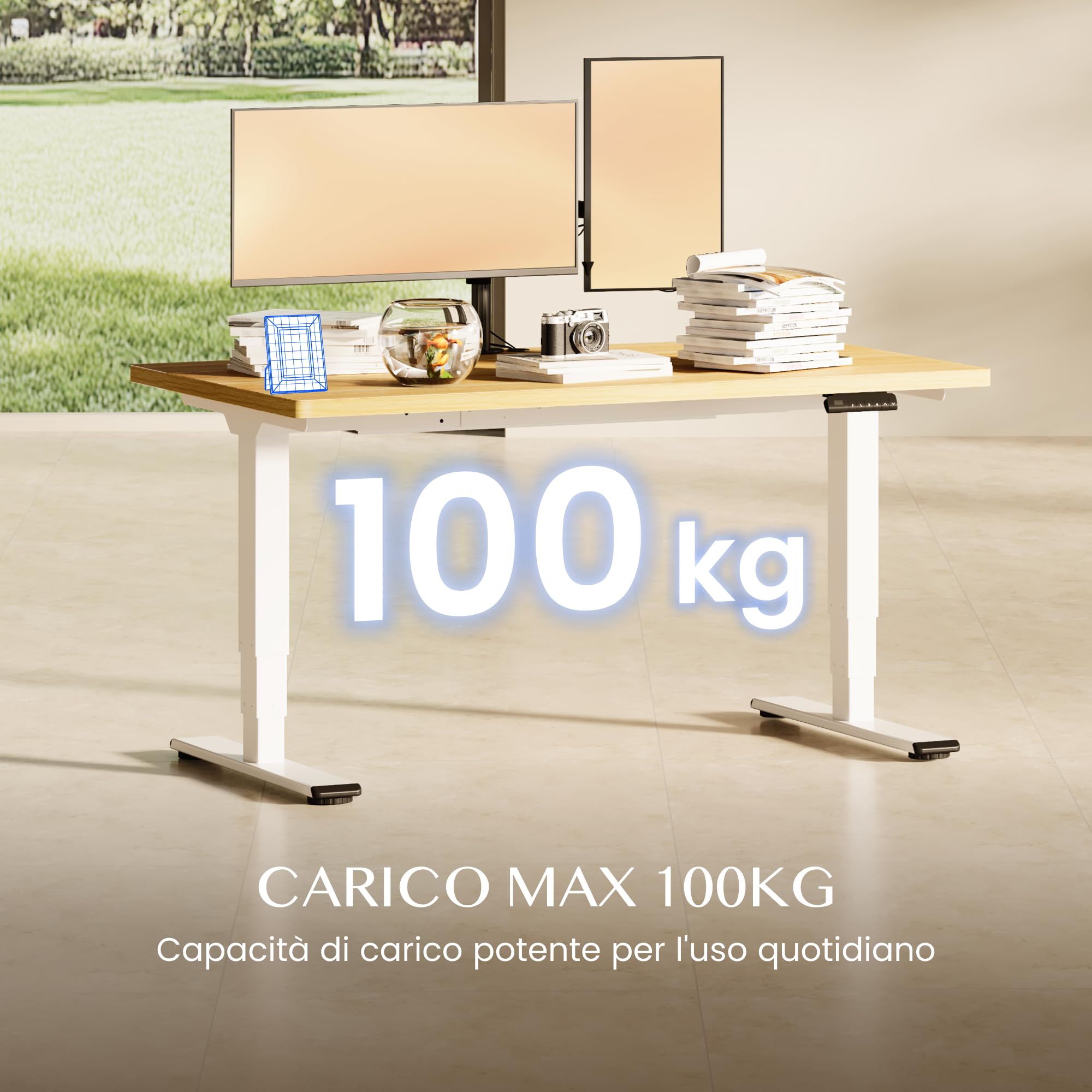 FLEXISPOT Scrivania Regolabile in Altezza Elettrica 160×80 cm con Doppio Motore, Piano Unico da 25 mm, Gambe Telescopiche a 3 Sezioni EC5 LITE