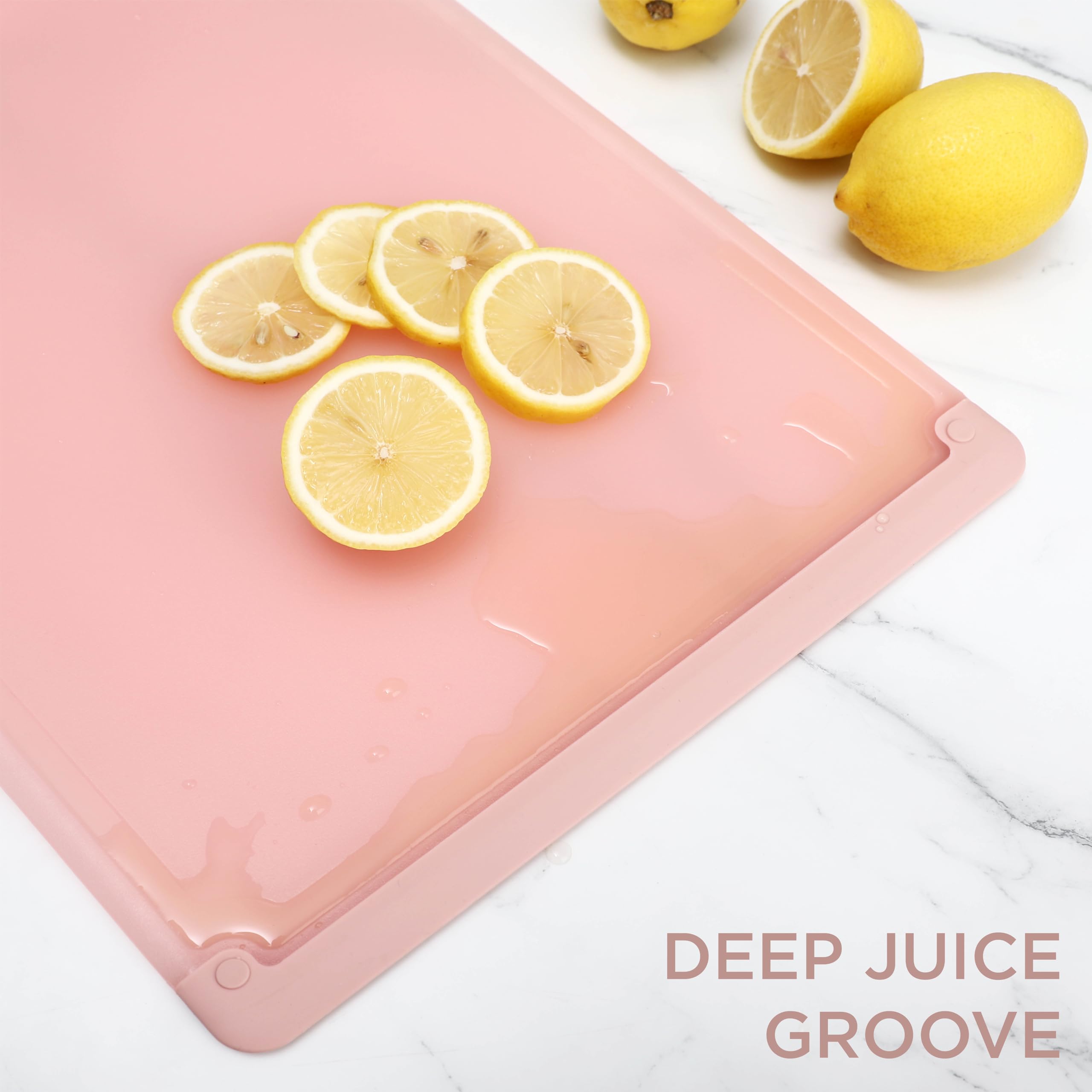 COOK WITH COLOR Extra Large Cutting Board Set, Jumbo-Sized Boards with Rubber Border for Enhanced Cooking Experience, 3-Piece, Pink