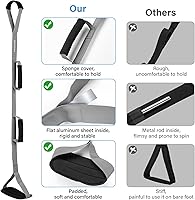 Vista 4 de Correa de levantamiento de piernas de 39 pulgadas de largo con asas acolchadas y bucle para el pie, levantador rígido de piernas para recuperación