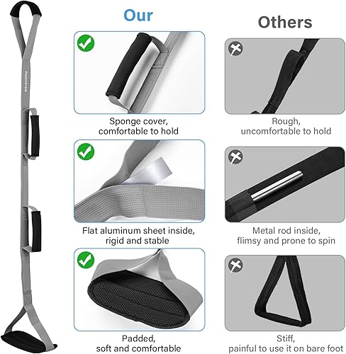 Miniatura 4 de Correa de levantamiento de piernas de 39 pulgadas de largo con asas acolchadas y bucle para el pie, levantador rígido de piernas para recuperación