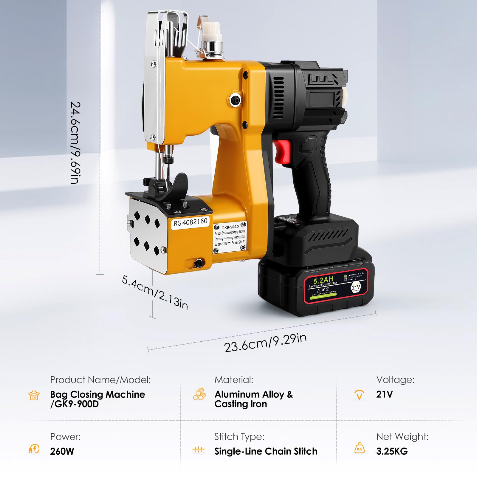 Eléctrica Sacos Maquinas de Coser 21V 50000mAh sellador de Bolsas Industrial Maquina de Coser de Mano para Bolsa de plástico de Papel de arroz Saco de Piel de Serpiente