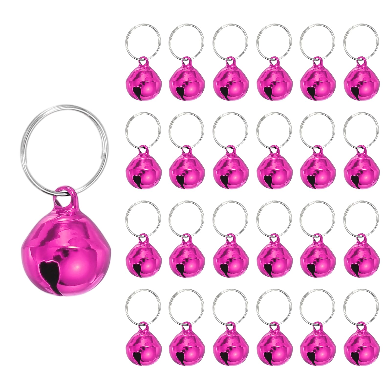 PATIKIL 24 Campanellini Per Cani Mini Campanelli Per Gatti Campanellini Per Collari Di Animali Domestici Portachiavi Adorabili Campanelli Metallici Sonori Per Charm Rosa Fluorescente